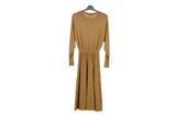 LK Bennett Brown Pleated Flared Maxi Dress
