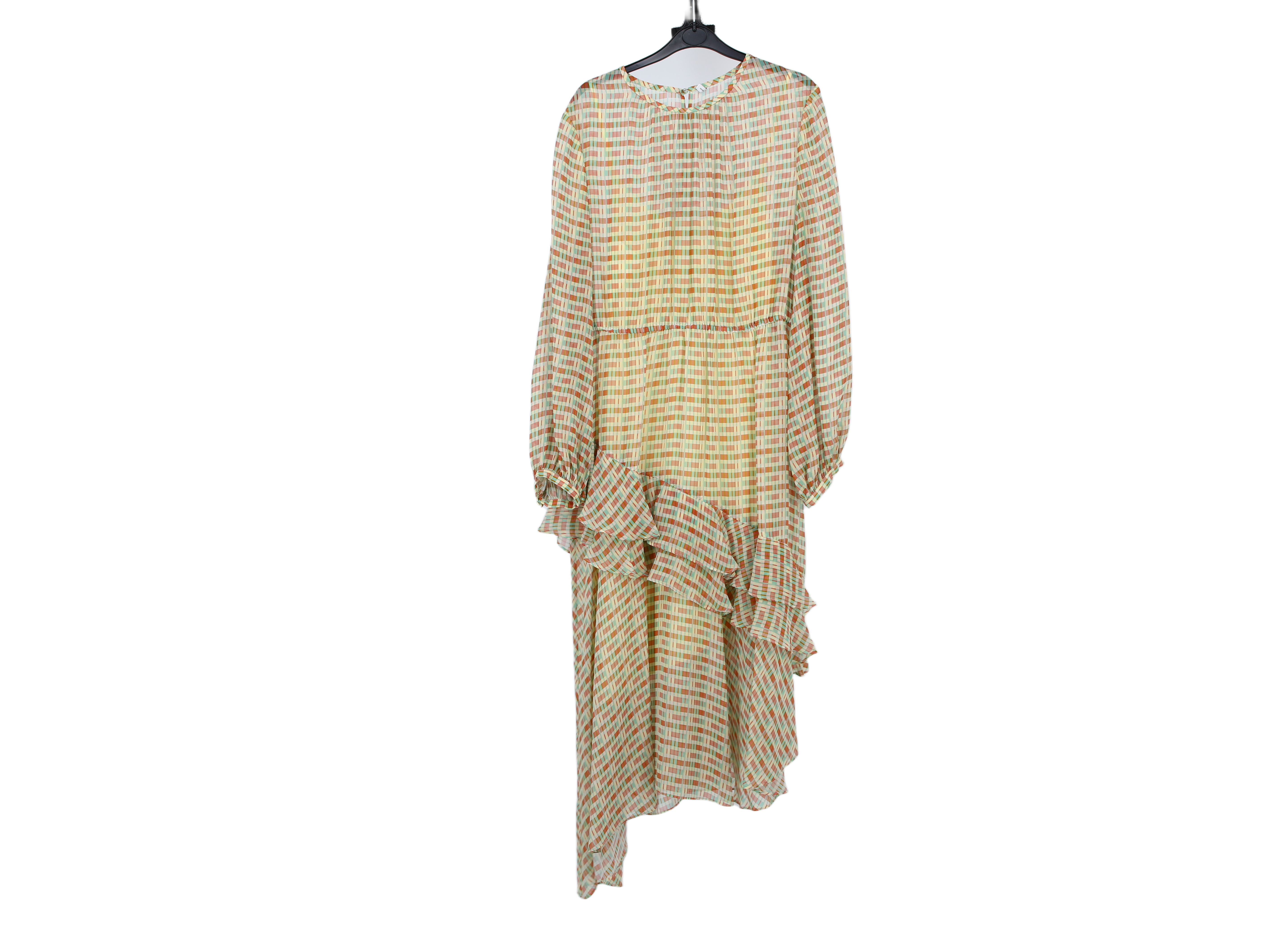 LK Bennett Yellow Asymmetric Ruffled Maxi Dress Size 16