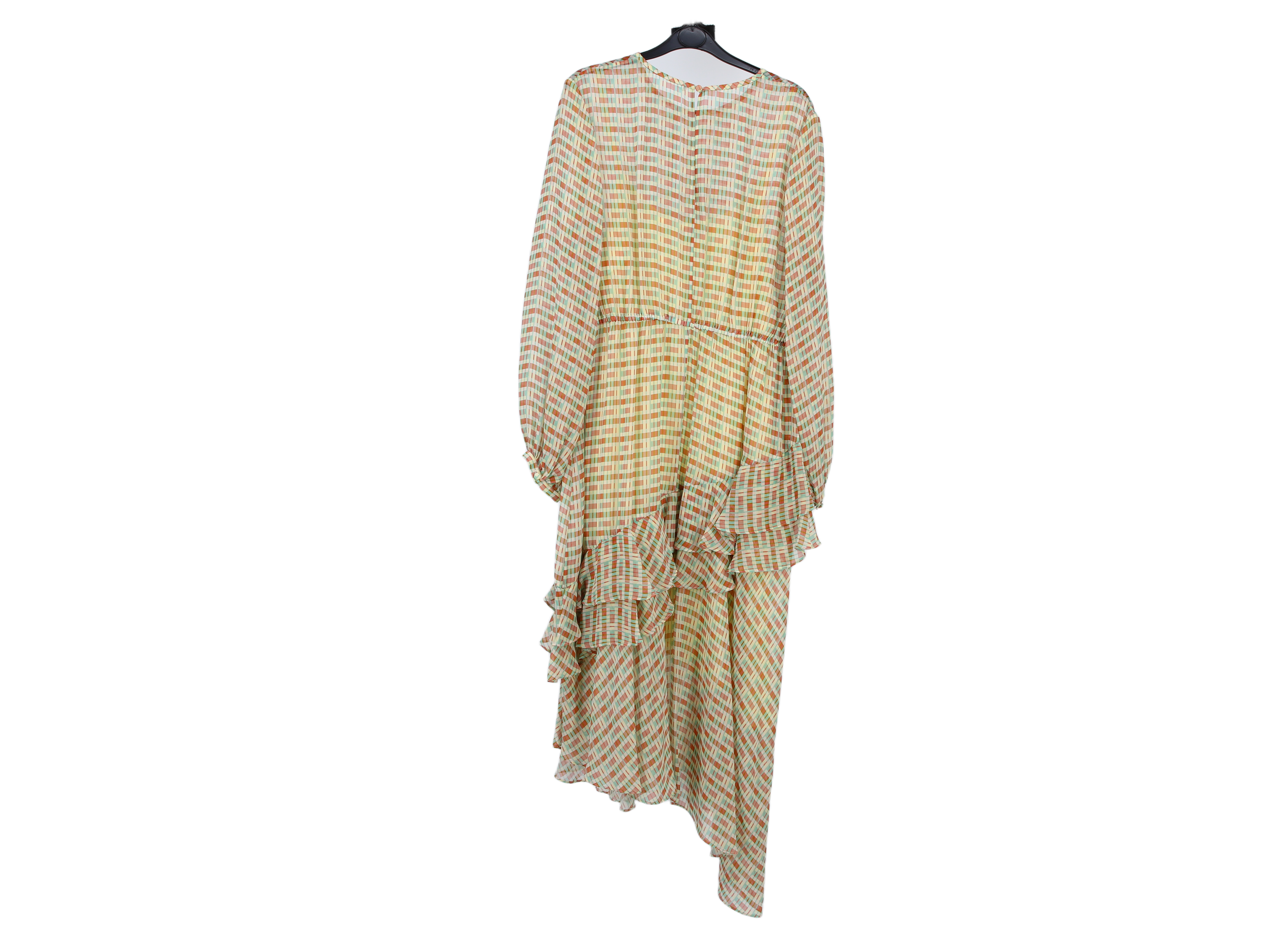LK Bennett Yellow Asymmetric Ruffled Maxi Dress Size 16