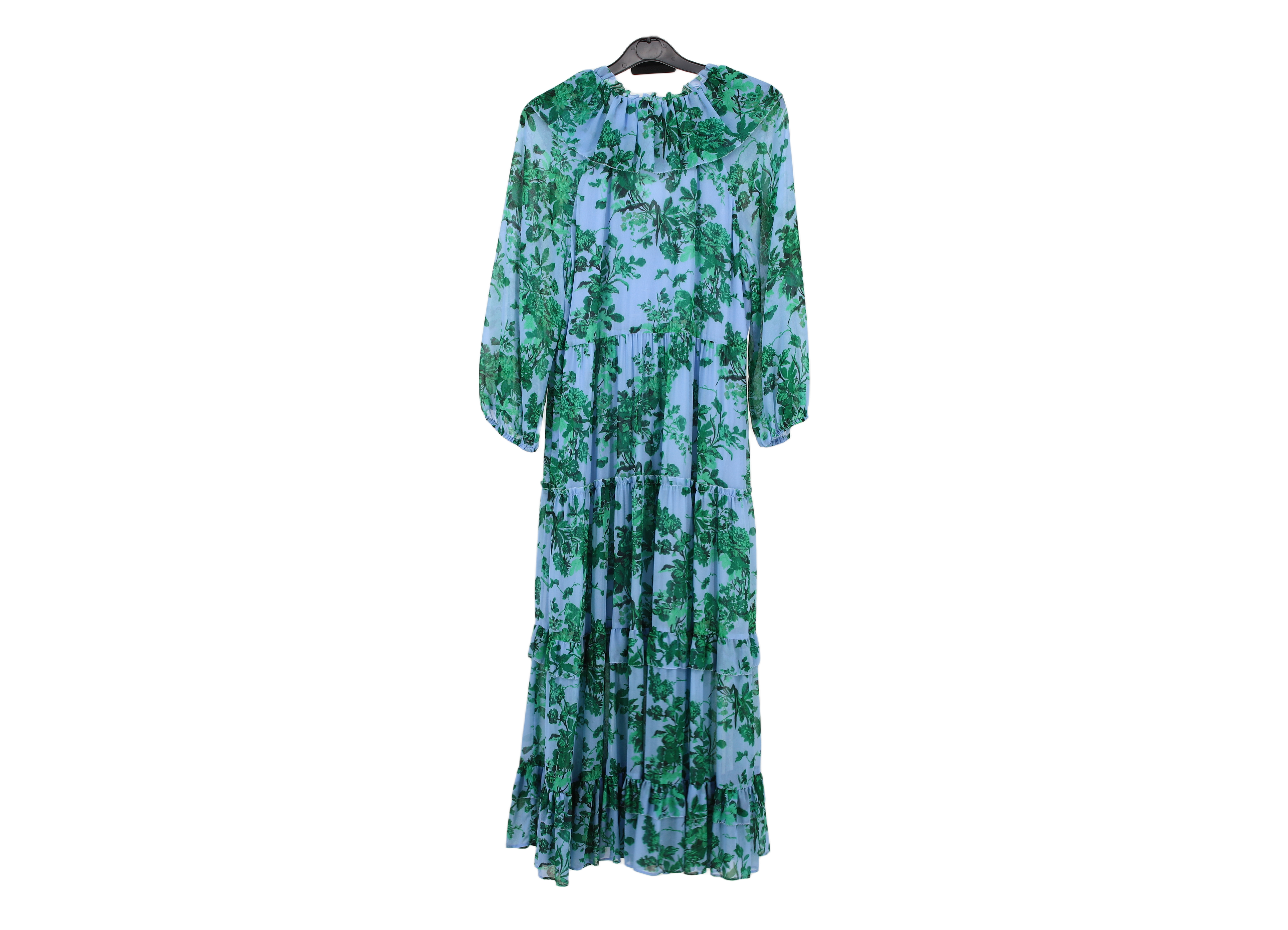LK Bennett Blue Tiered Maxi Wrap Dress