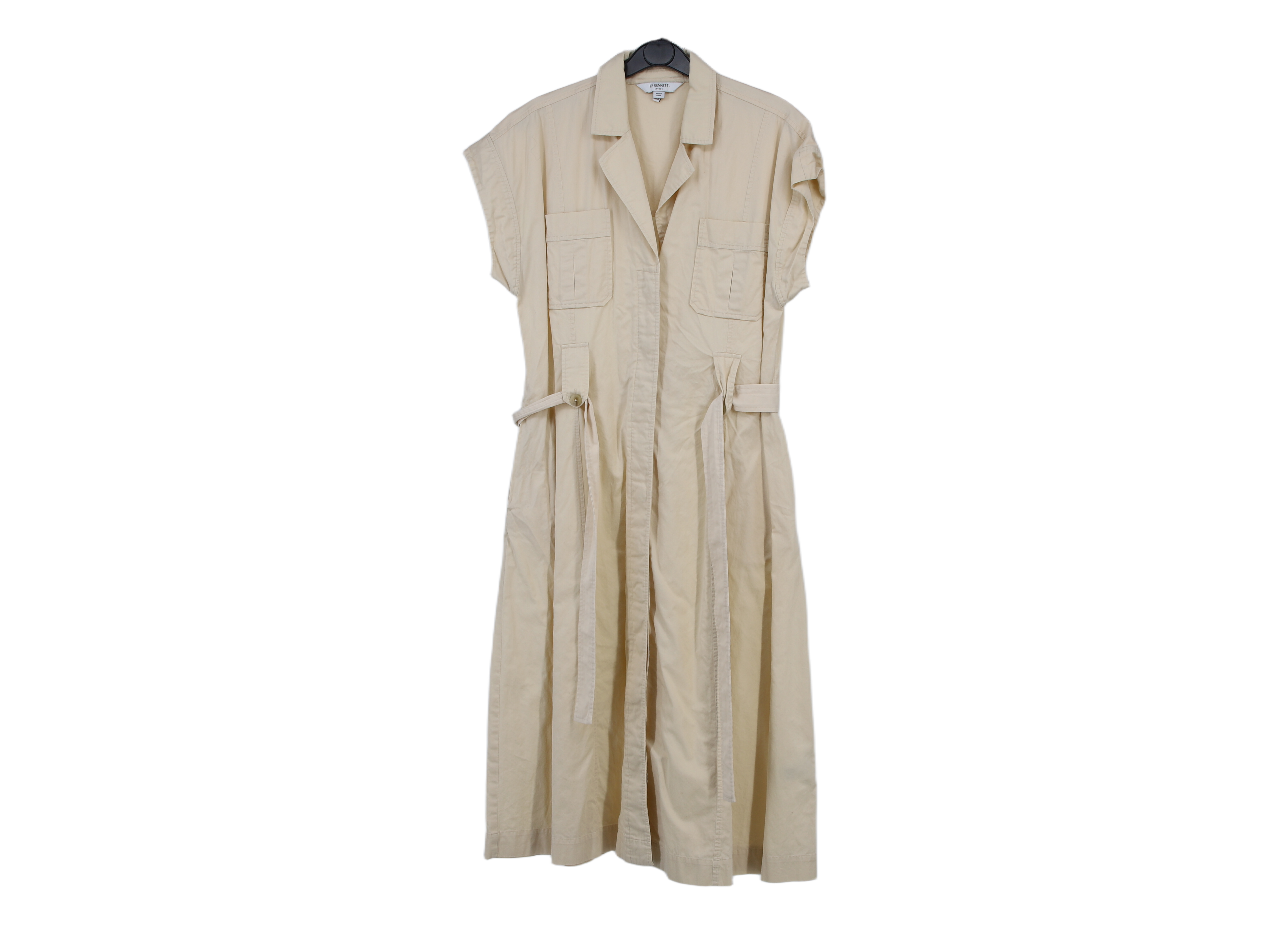 LK Bennett Beige Belted Maxi Shirt Dress Size 10