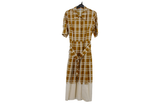 LK Bennett Gold Plaid Maxi Shirt Dress Size 12