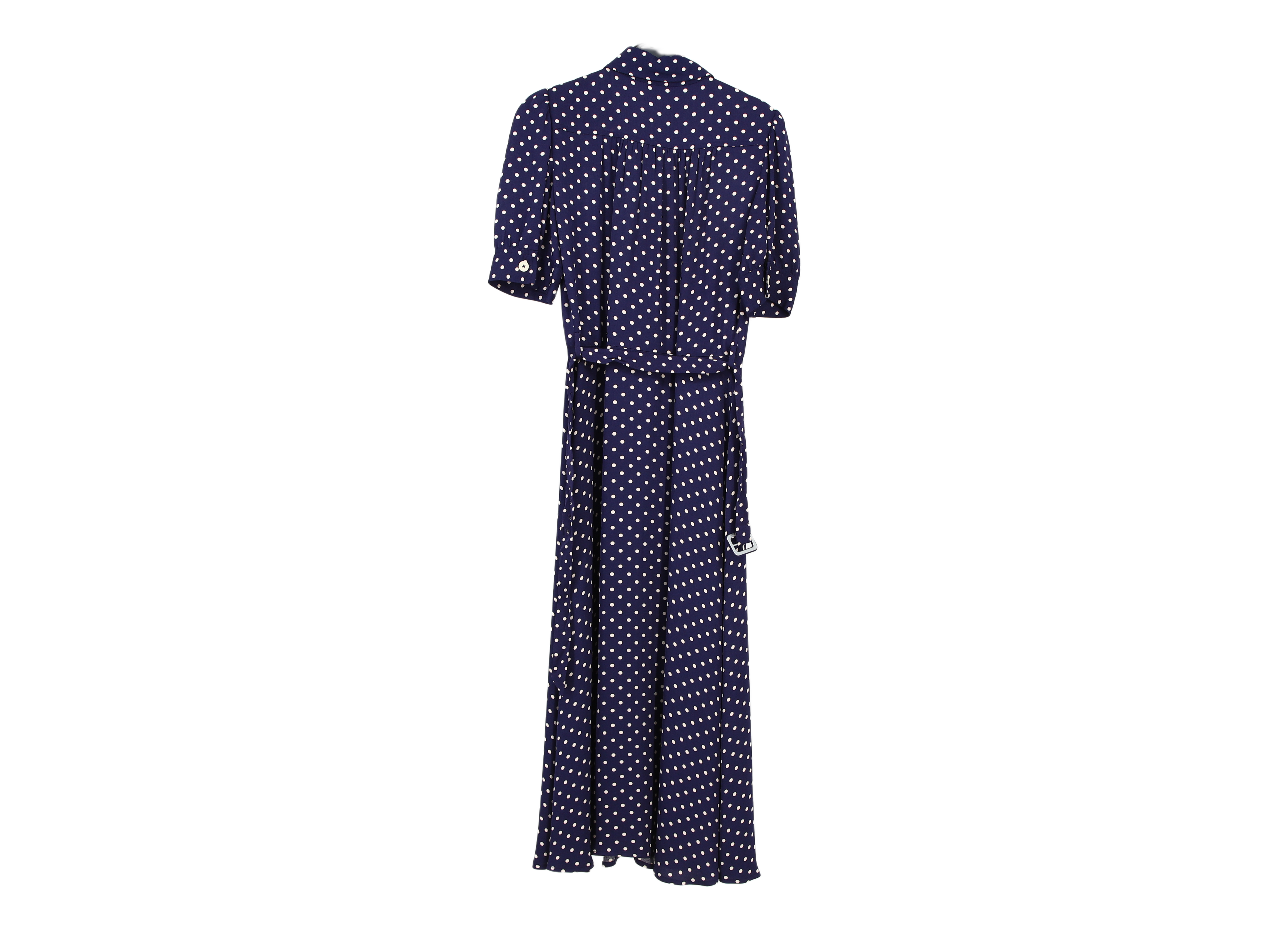 LK Bennett Navy Polka Dot Maxi Shirt Dress