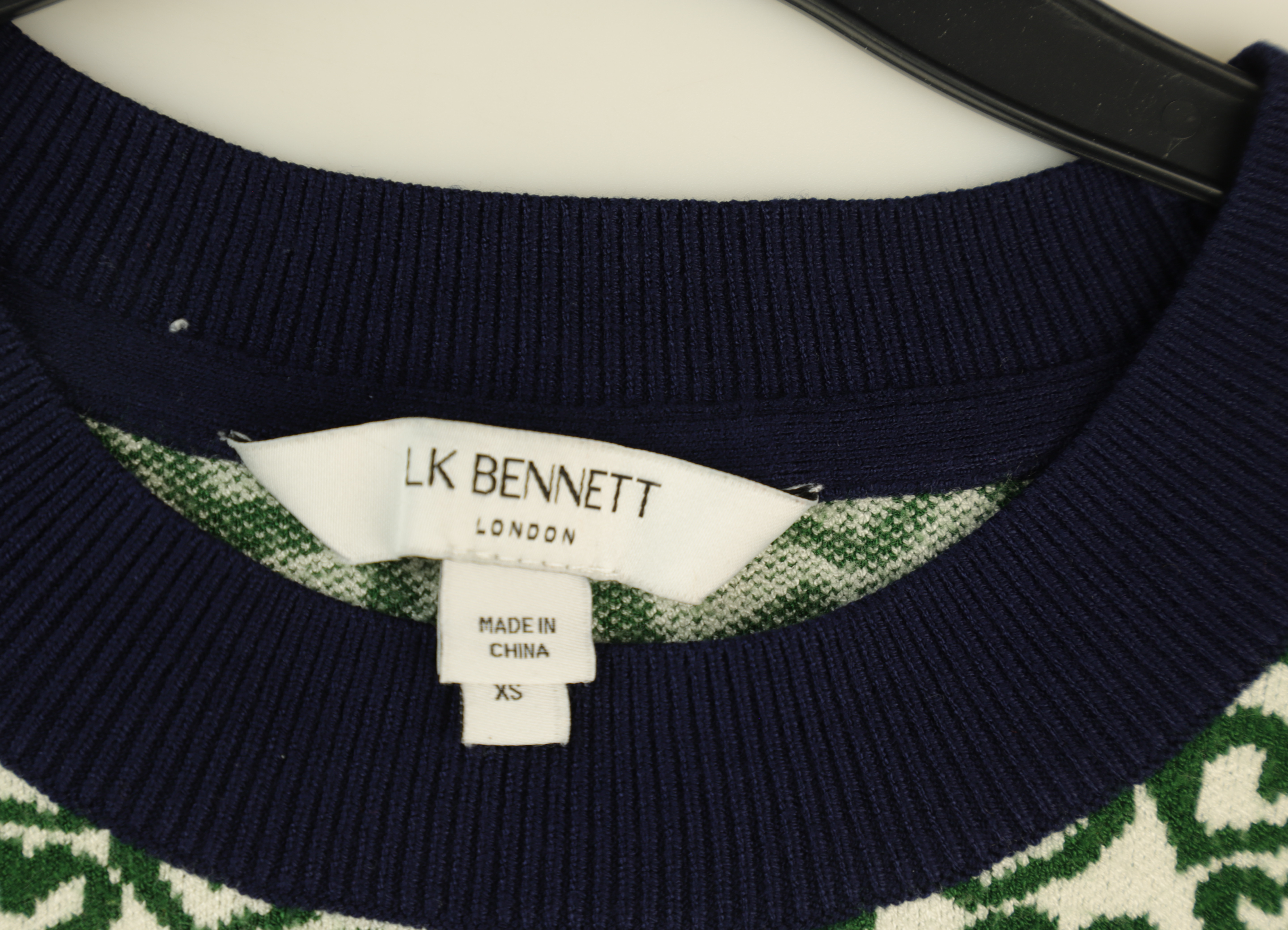 LK Bennett Green Heart-print Crewneck Sweater