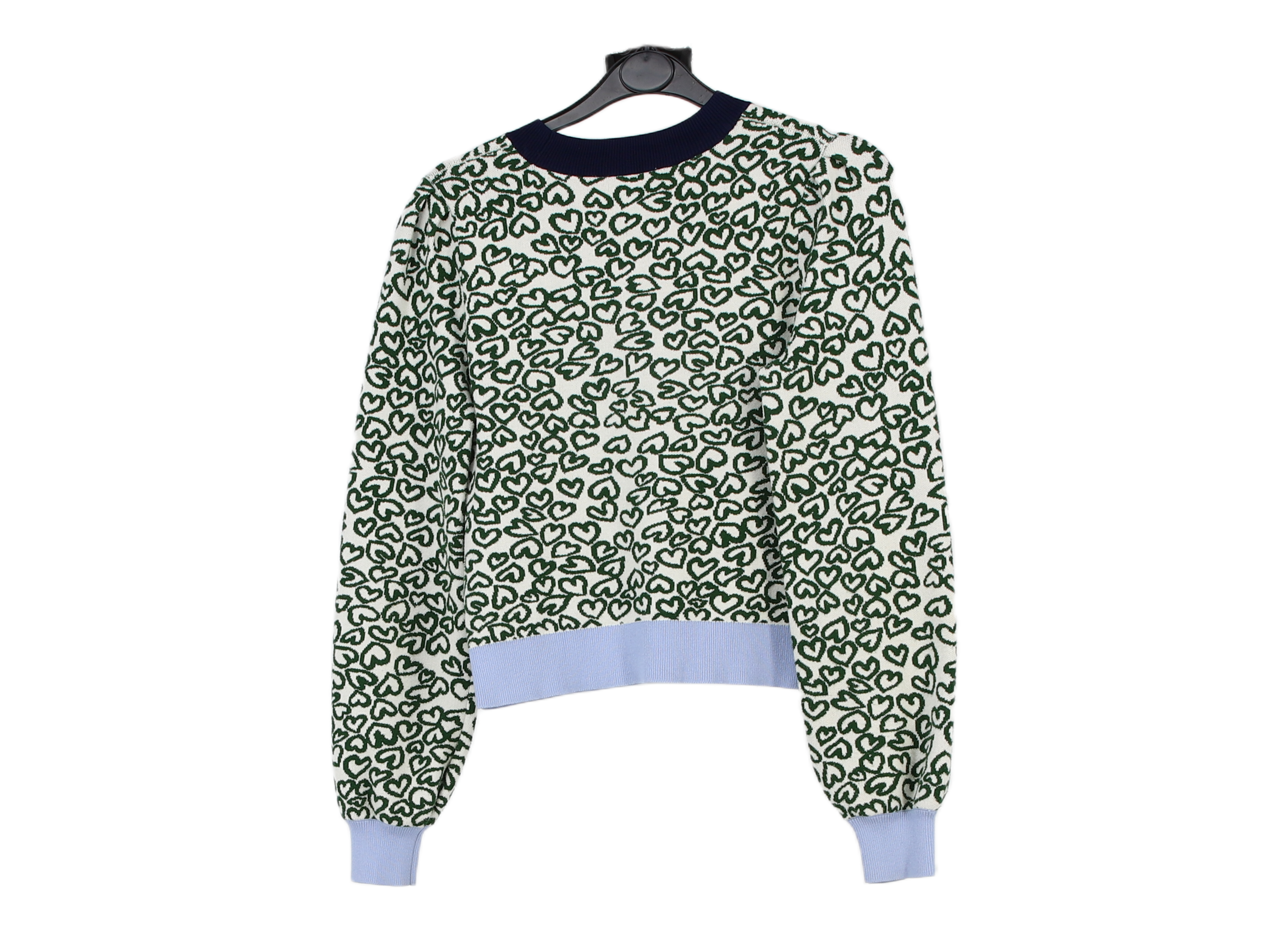 LK Bennett Green Heart-print Crewneck Sweater