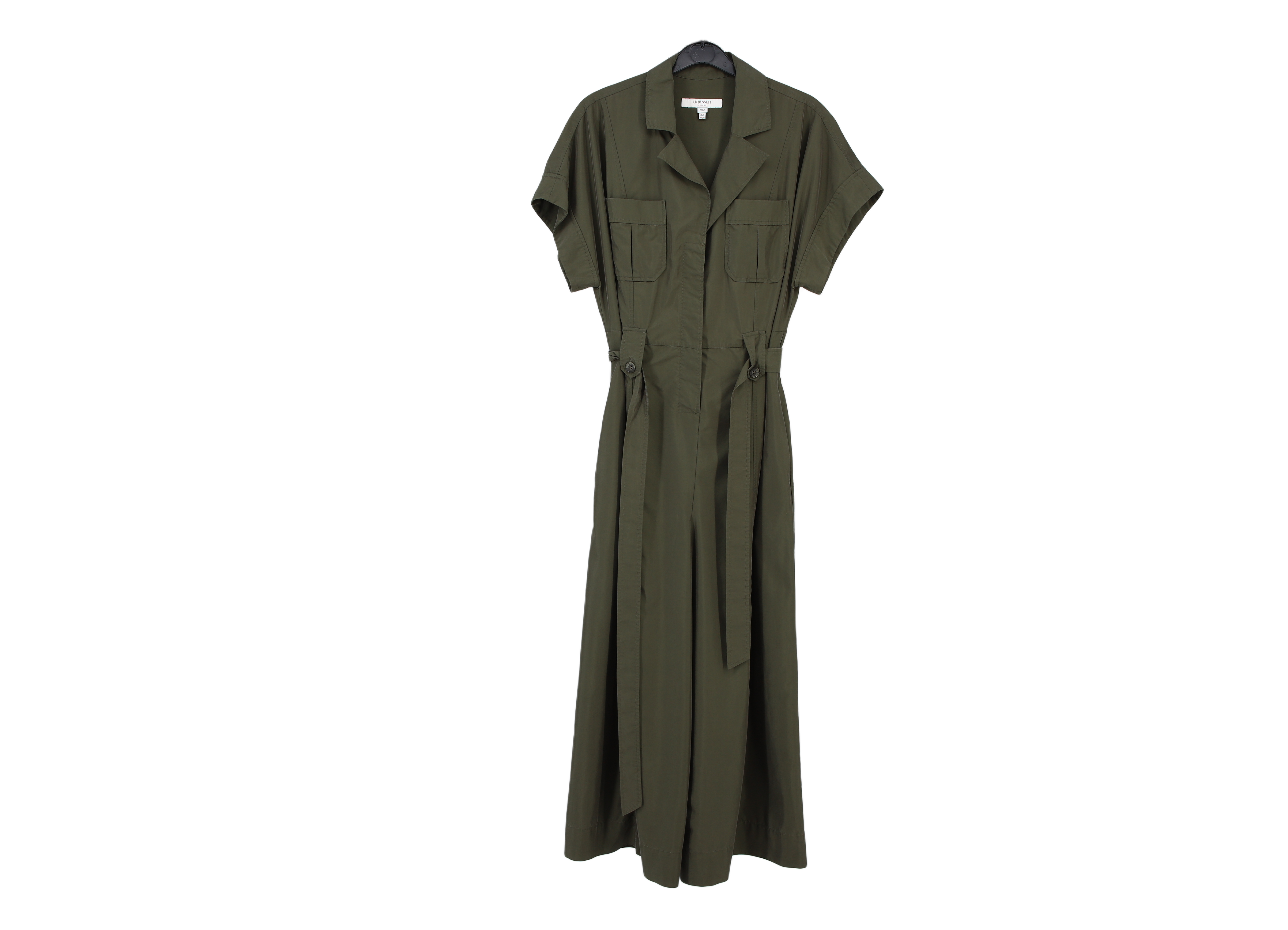 LK Bennett Green Belted Wide-Leg Jumpsuit Size 10