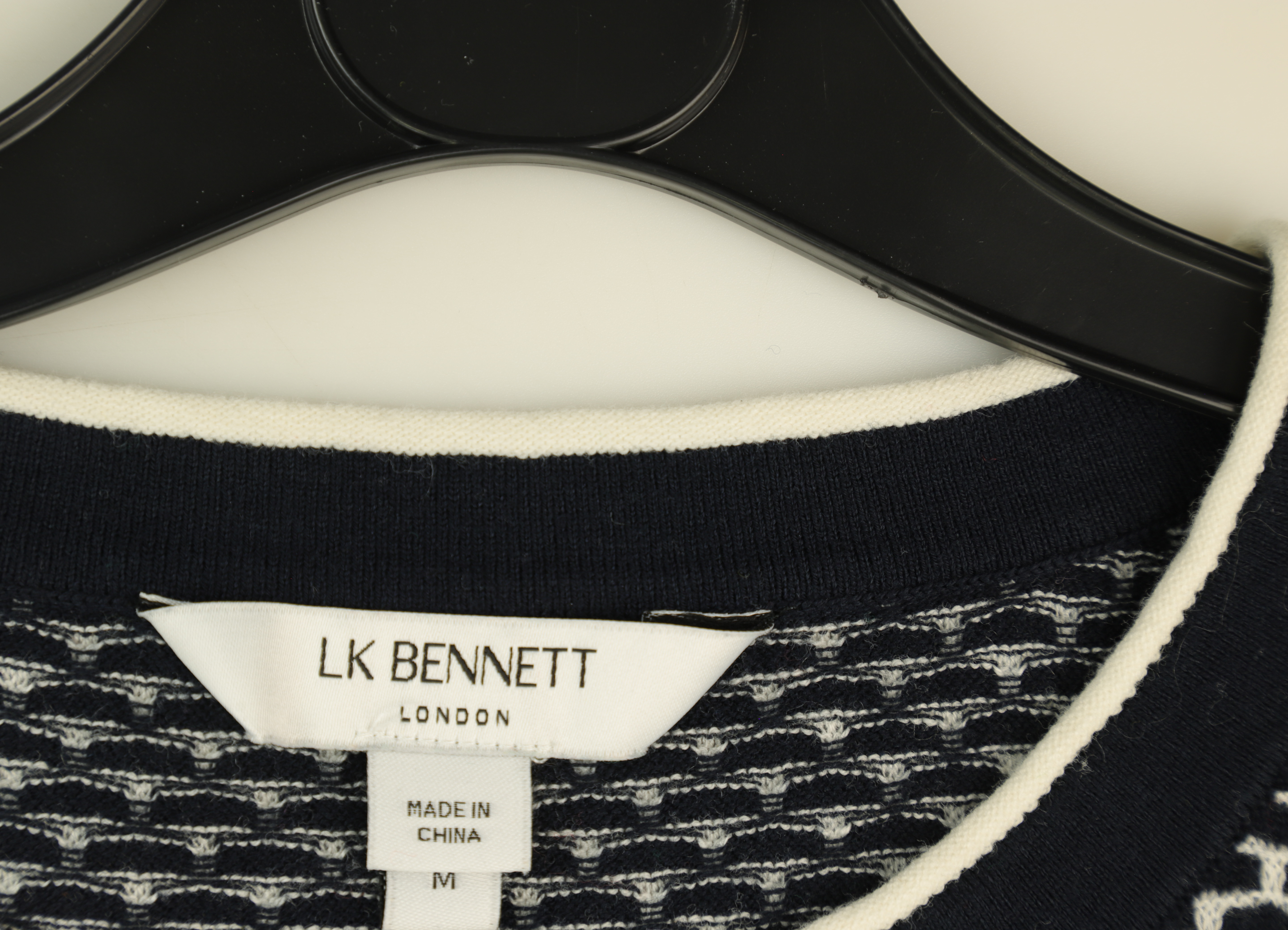 LK Bennett Navy Textured Top Size M