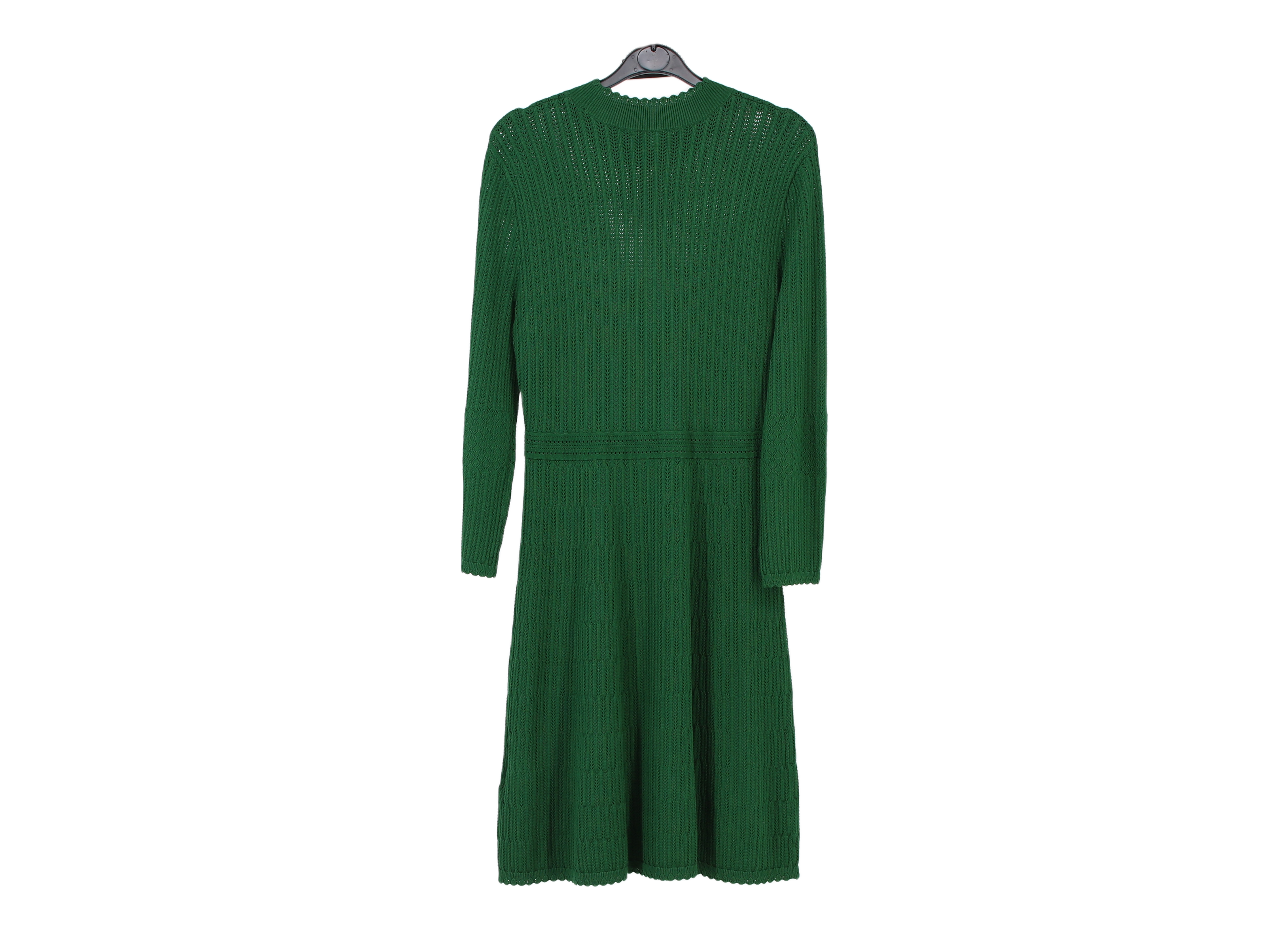 LK Bennett Green Ribbed Midi Dress Size M