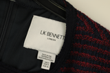 LK Bennett Navy Striped Midi Sheath Dress Size 8