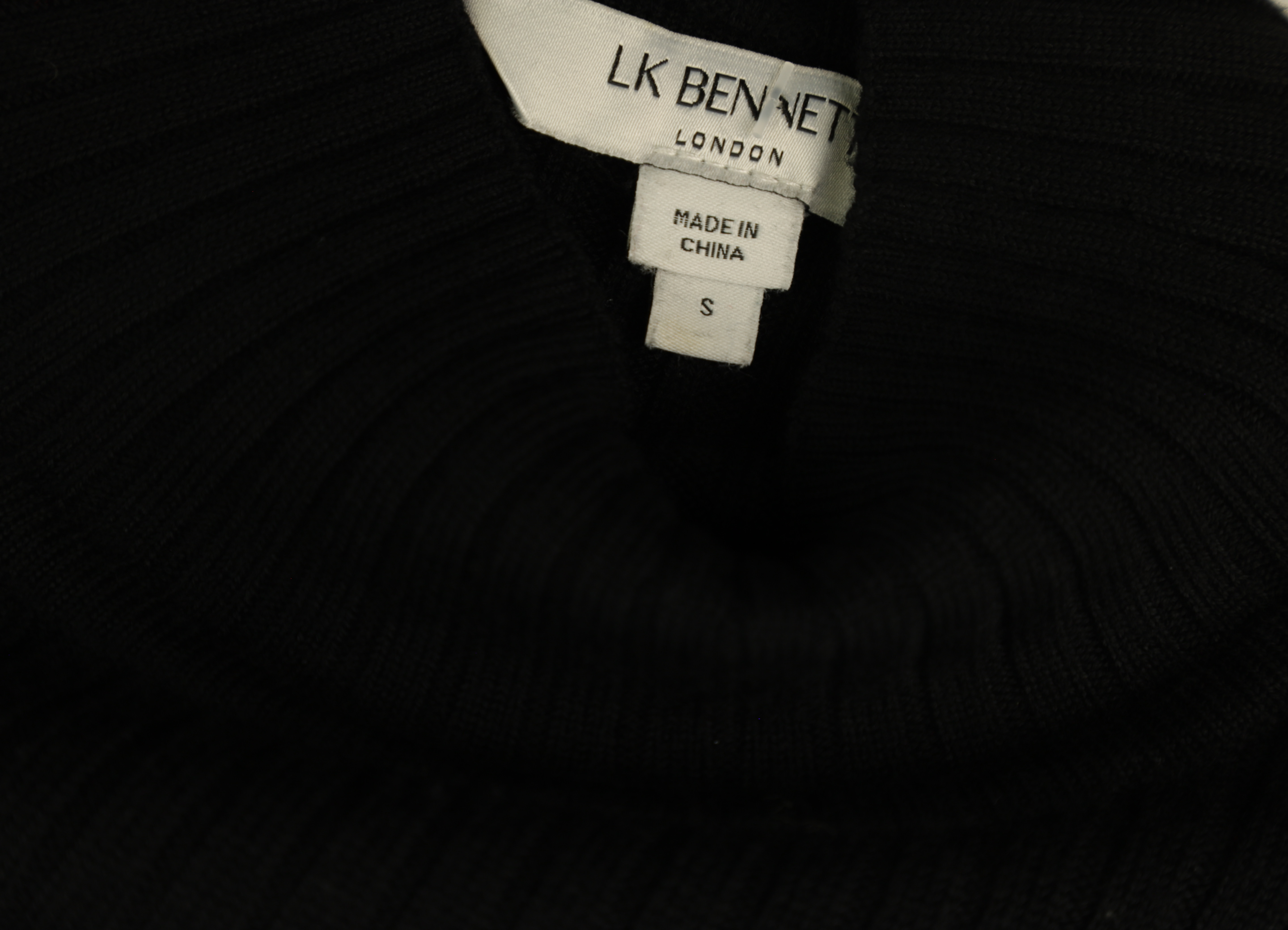 LK Bennett Black Ribbed Turtleneck Maxi Dress Size S