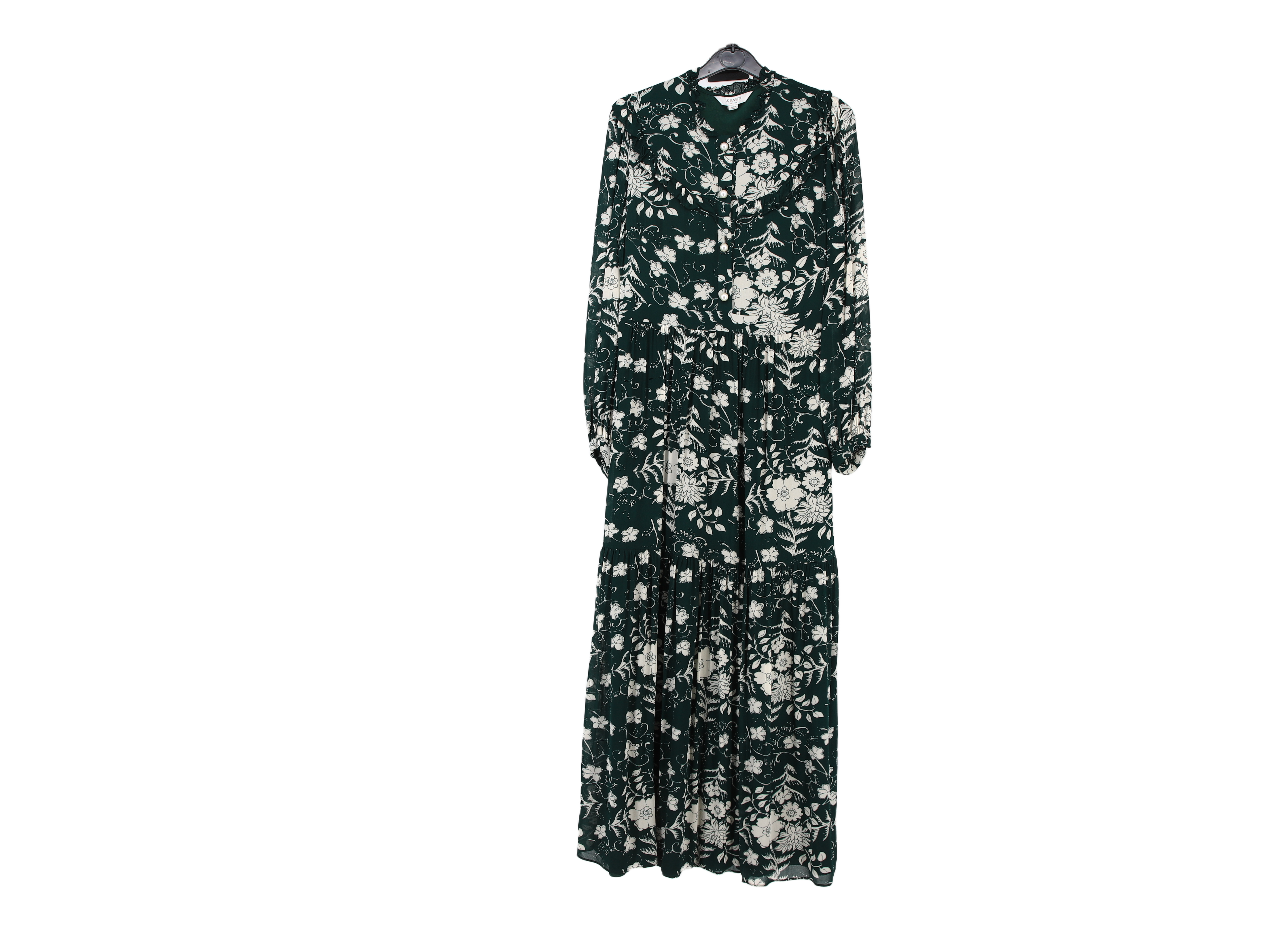 LK Bennett Green Tiered Maxi Dress