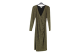 LK Bennett Gold Draped Ruched Maxi Wrap Dress Size 10