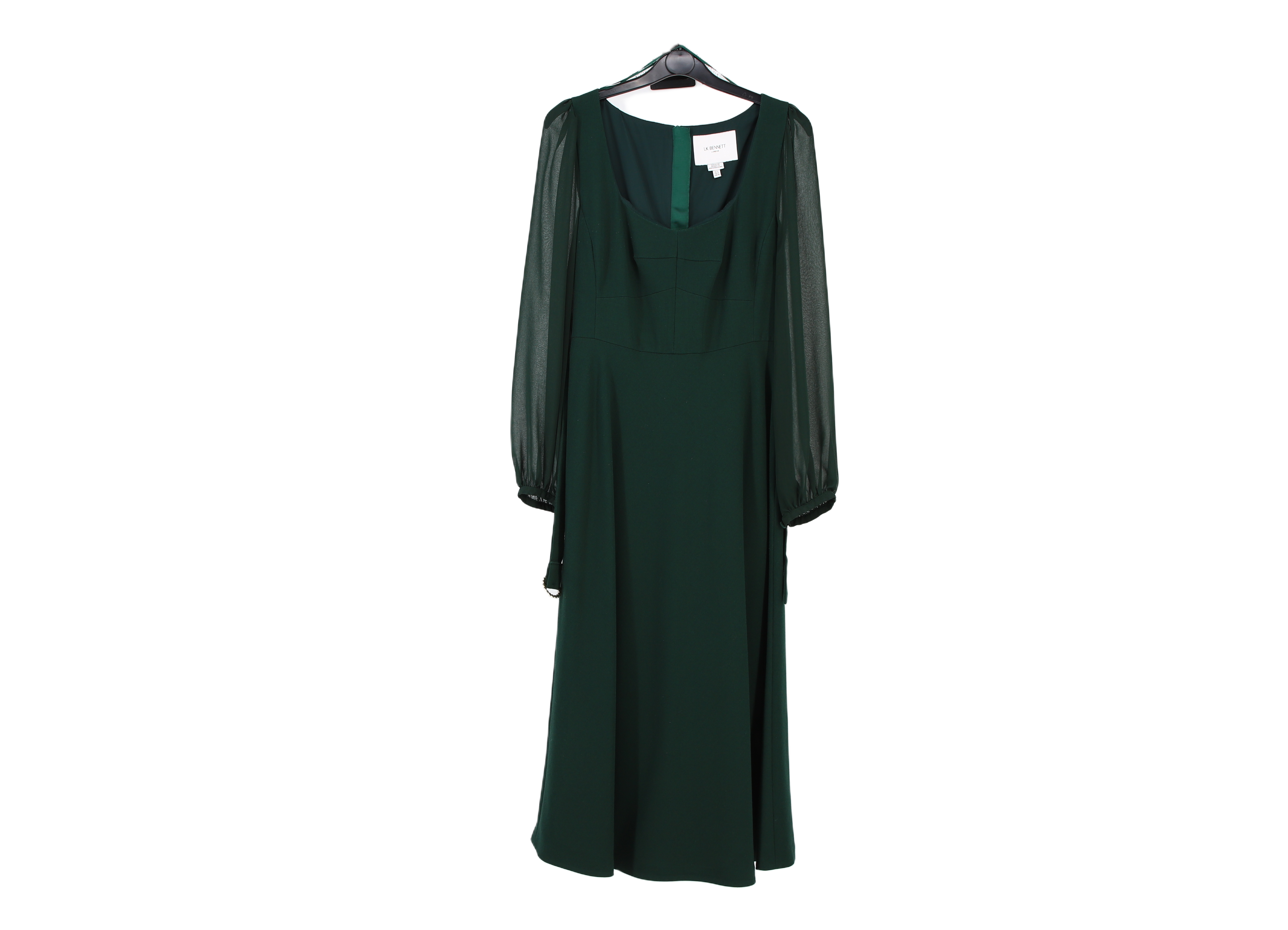 LK Bennett Green Draped Maxi Dress Size 12