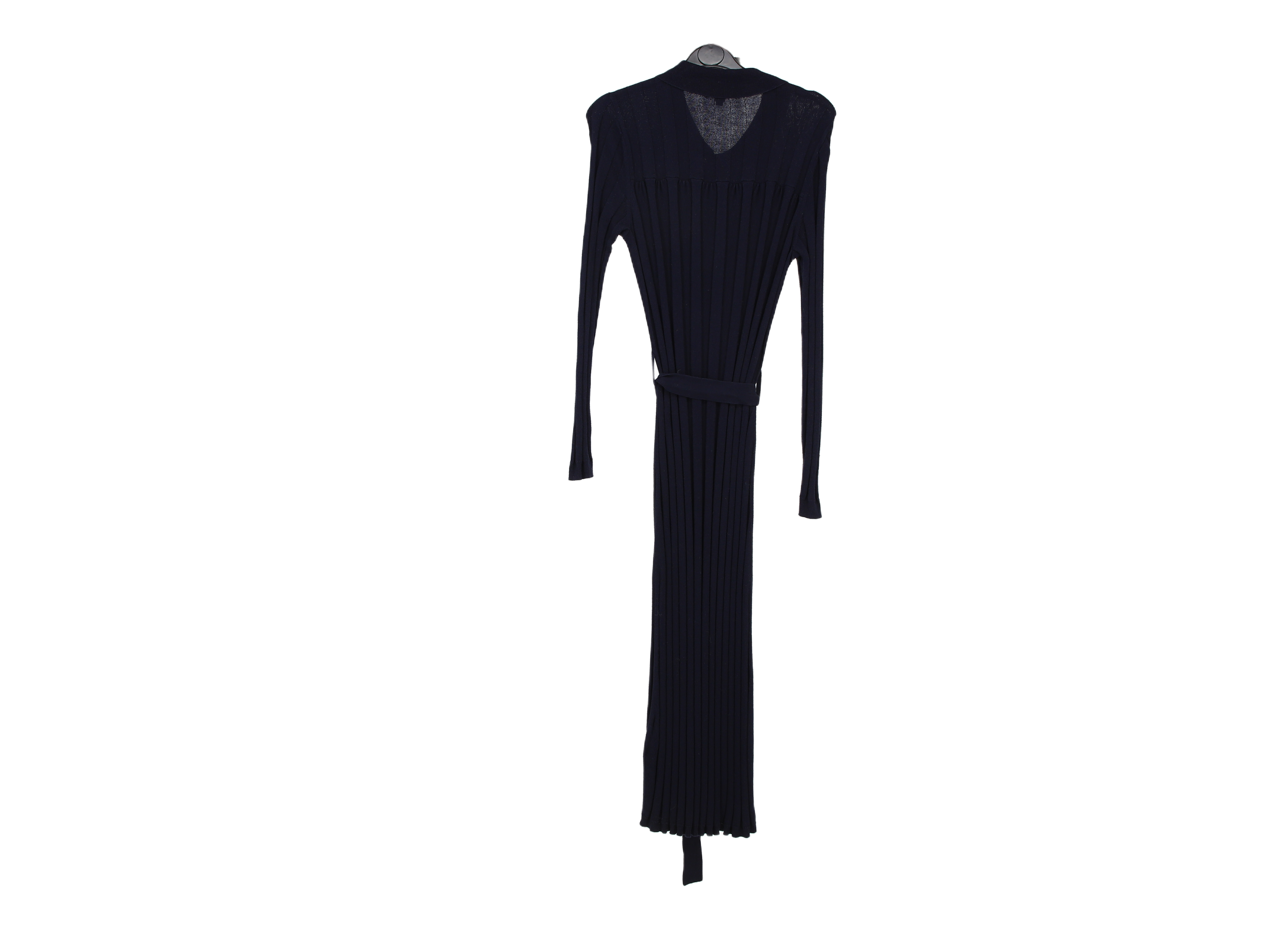 LK Bennett Navy Ribbed Maxi Shirt Dress
