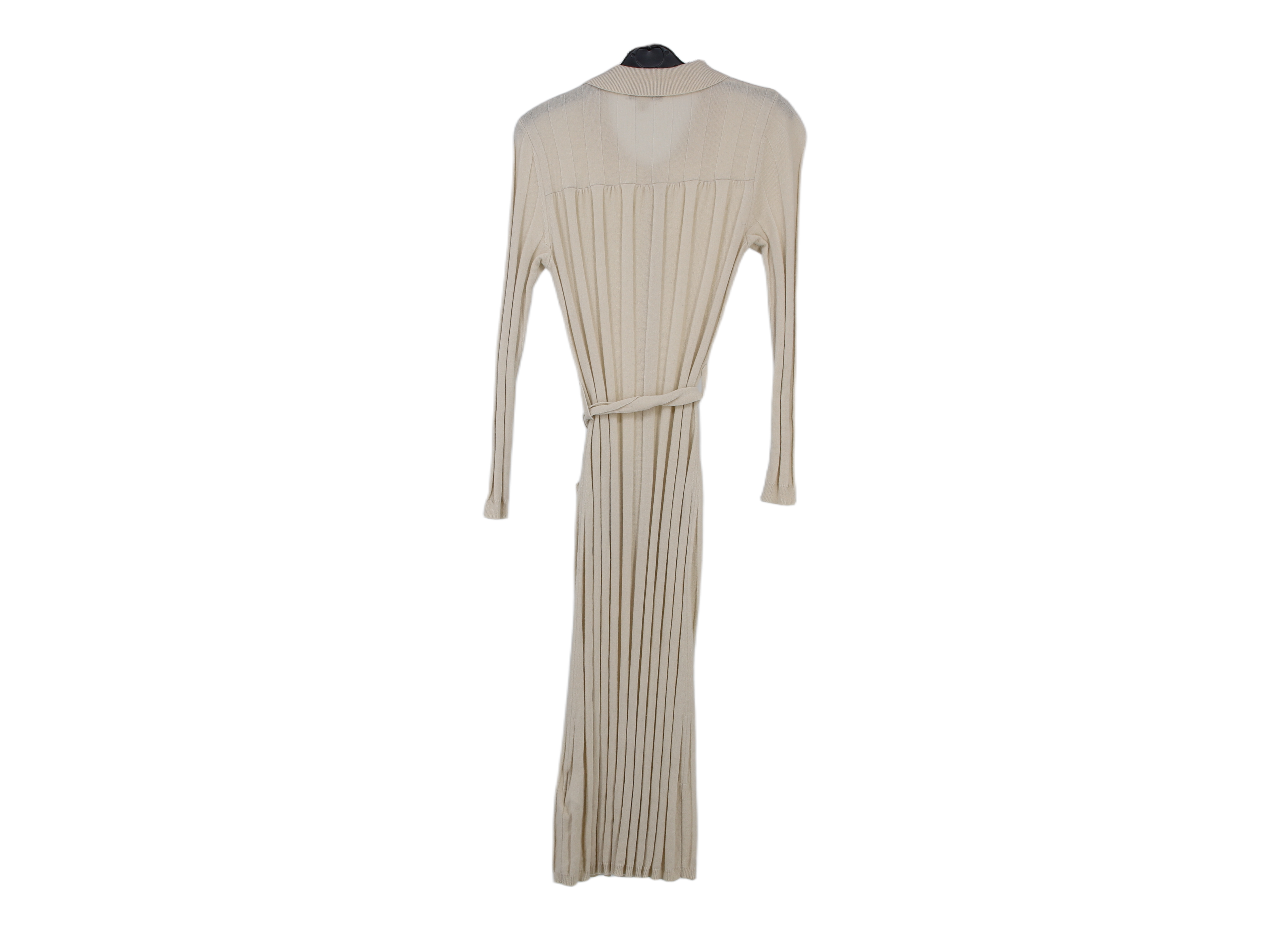 LK Bennett Beige Ribbed Maxi Shirt Dress