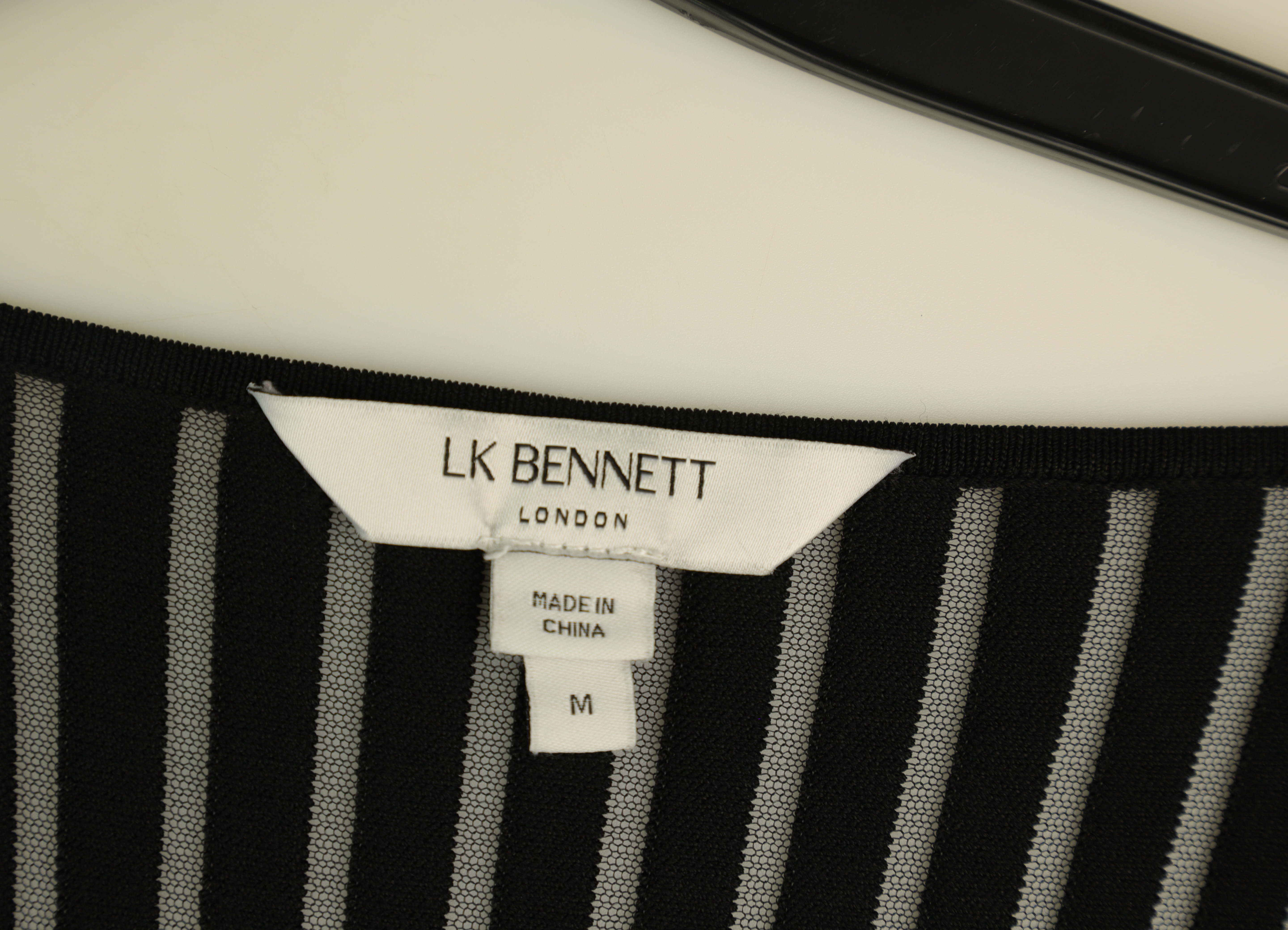 LK Bennett Black Sheer Striped Midi Dress