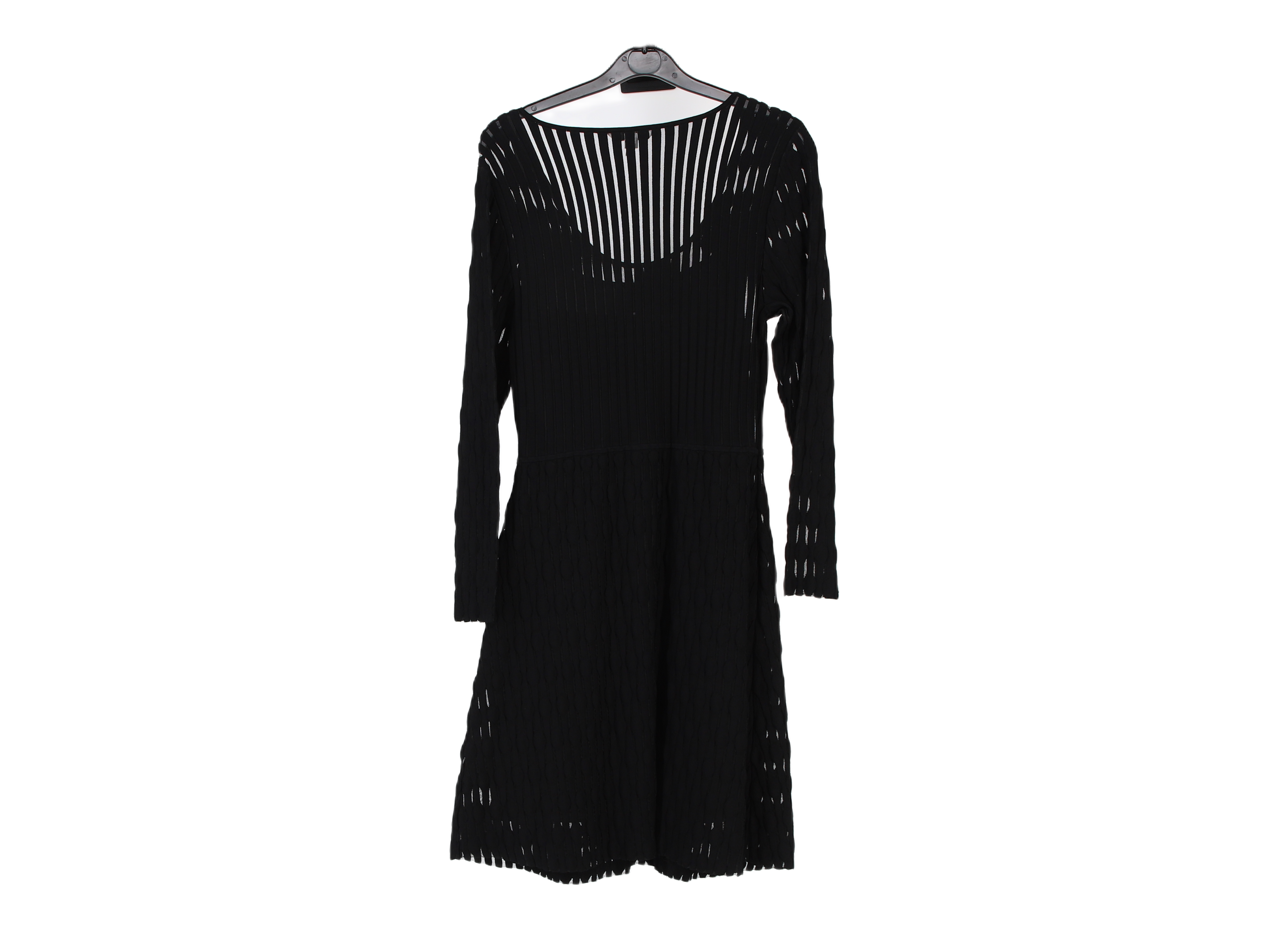 LK Bennett Black Sheer Striped Midi Dress