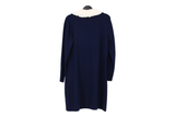 LK Bennett Navy Ruffled Midi Dress Size M