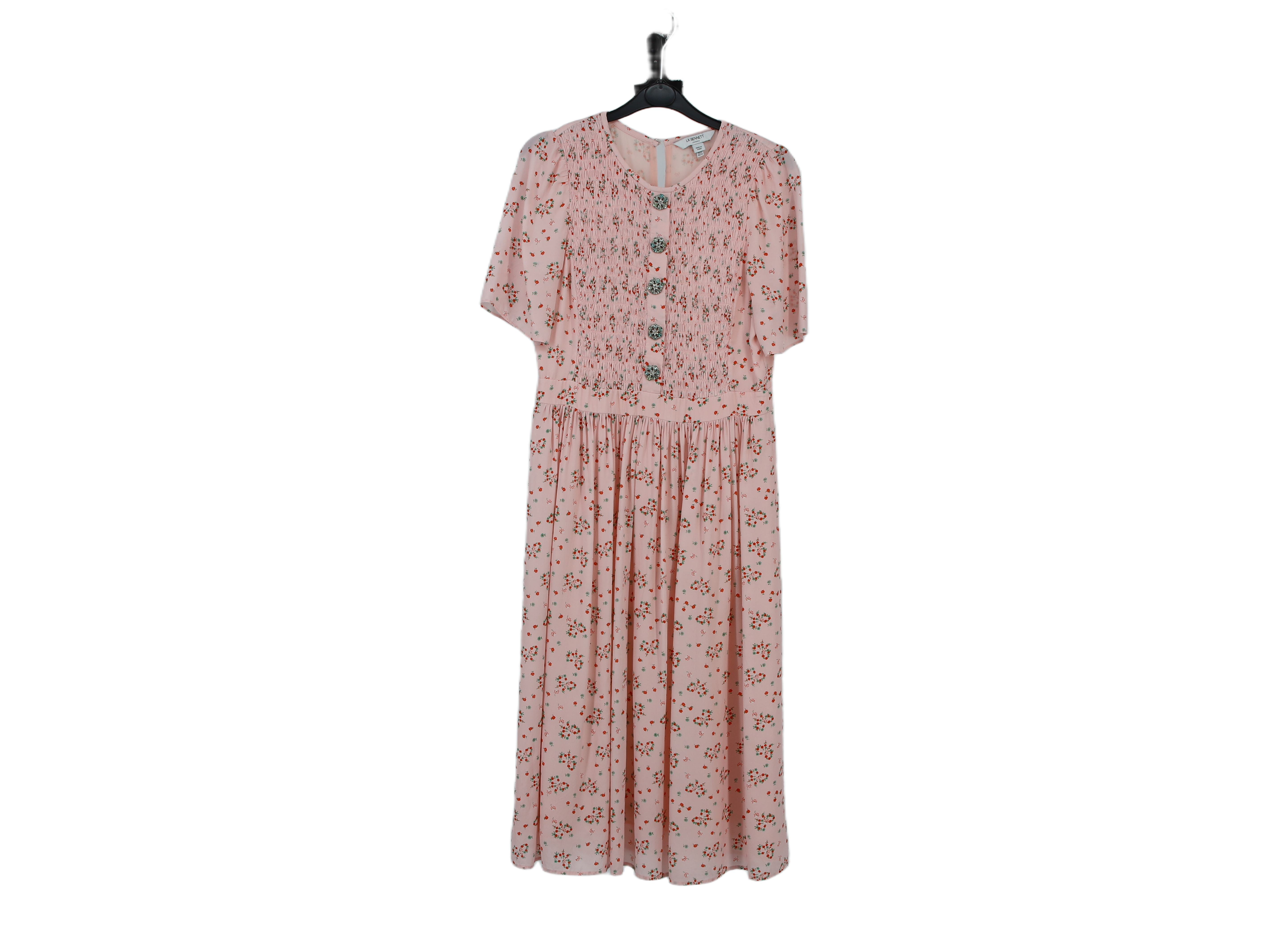 LK Bennett Pink Smocked Maxi Dress Size 10