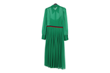 LK Bennett Green Pleated Polka Dot Maxi Shirt Dress