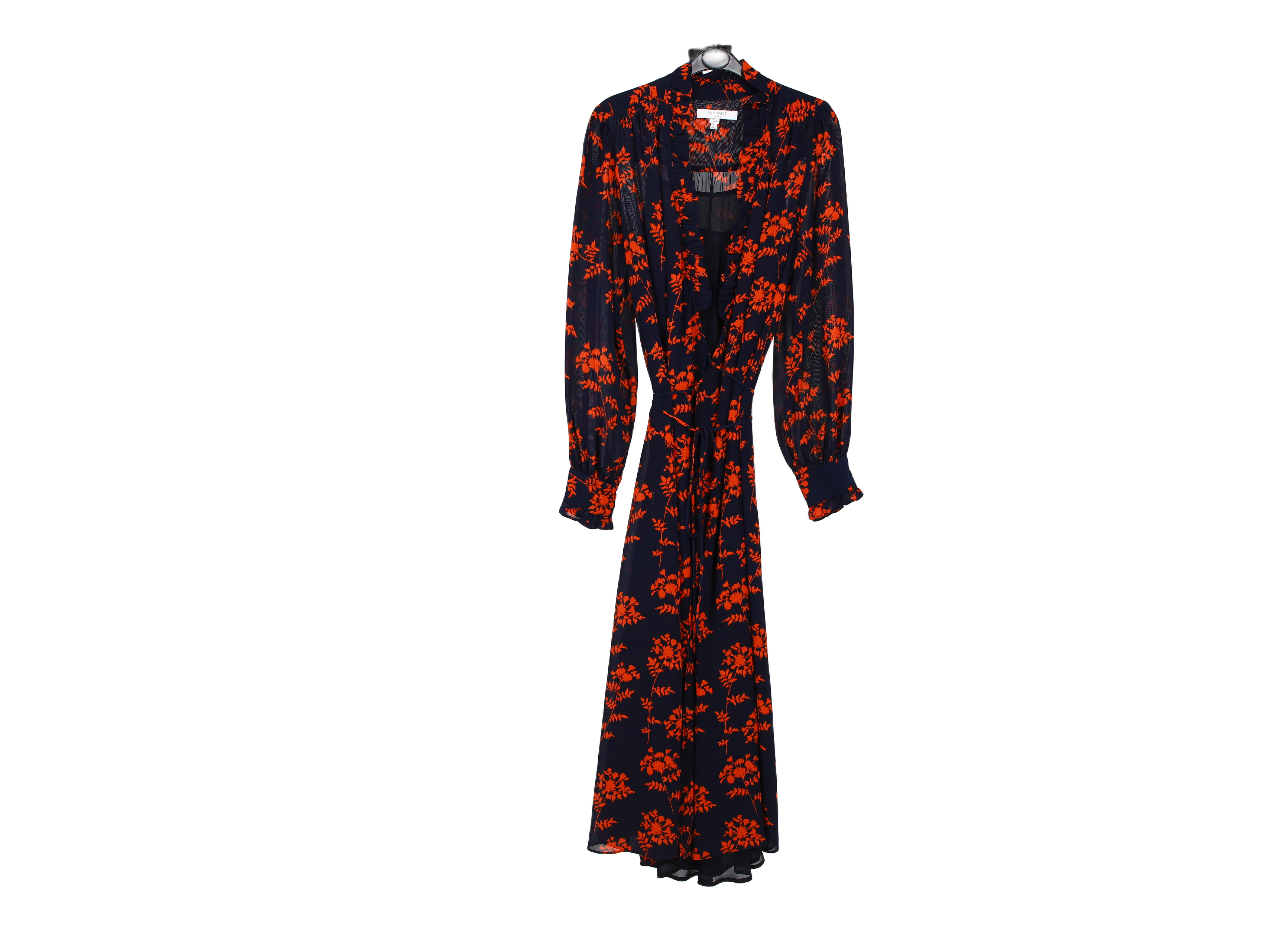LK Bennett Navy Wrap Maxi Dress