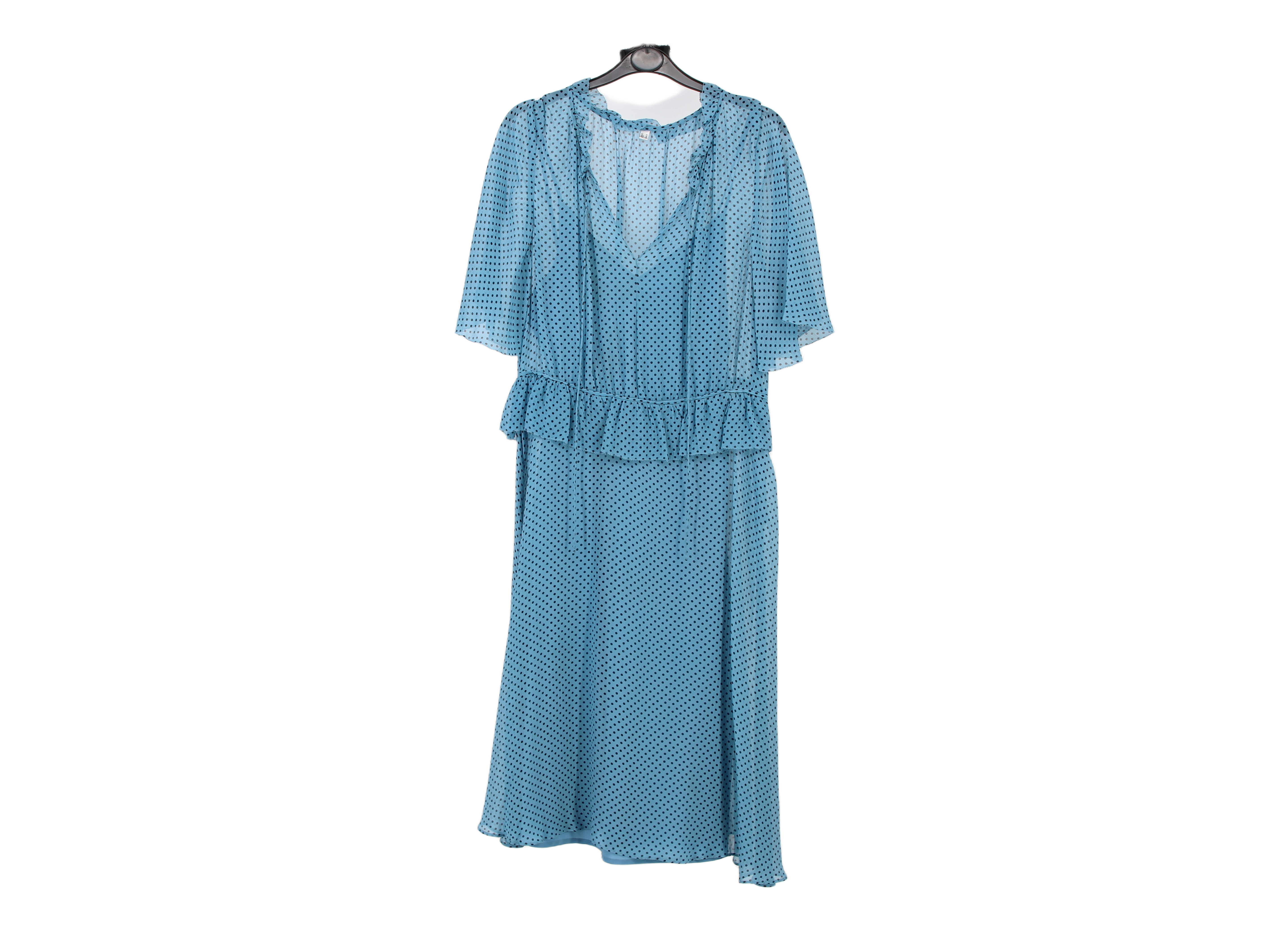 LK Bennett Blue Ruffled Maxi Dress Size 14