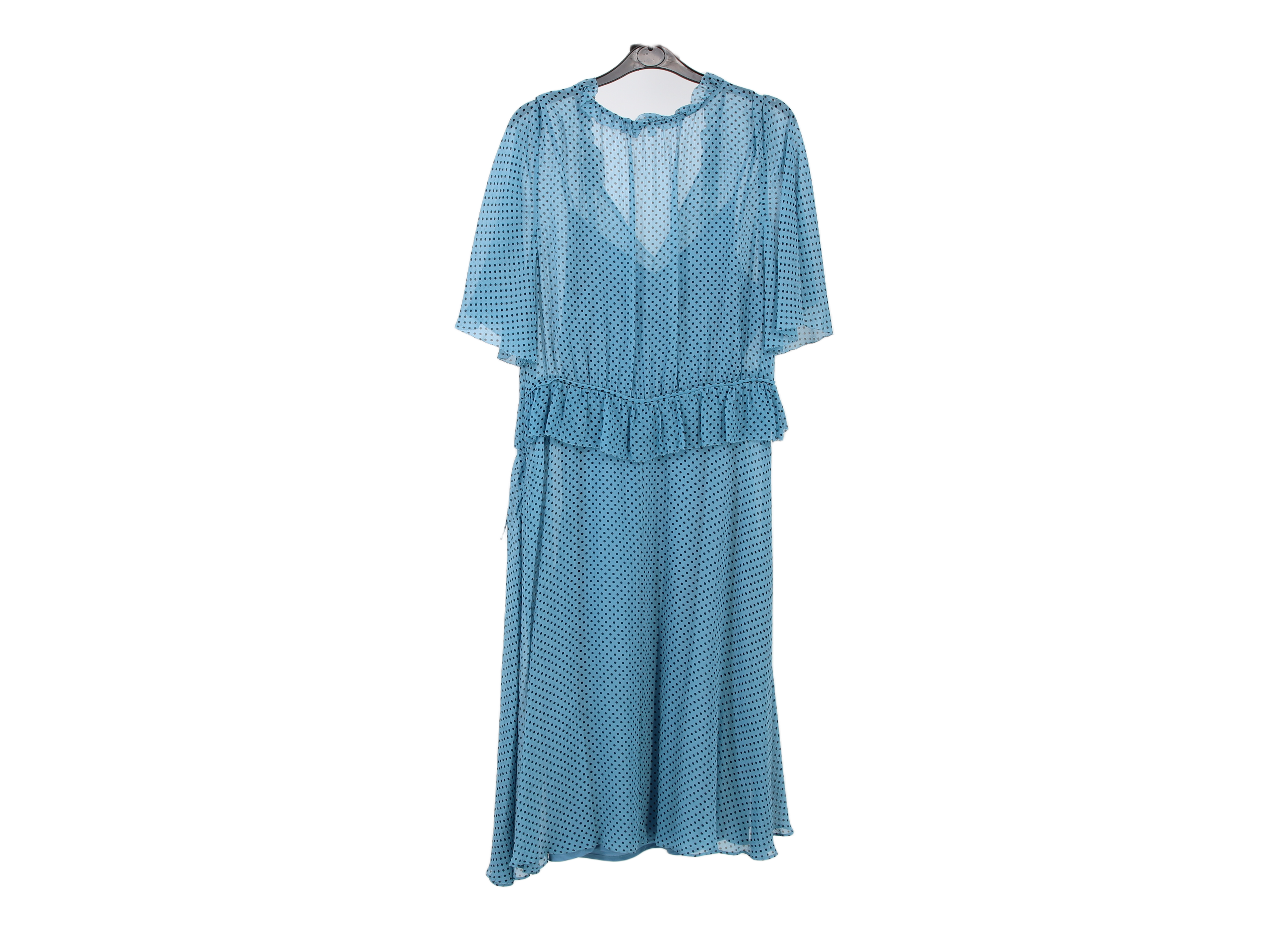 LK Bennett Blue Ruffled Maxi Dress Size 14