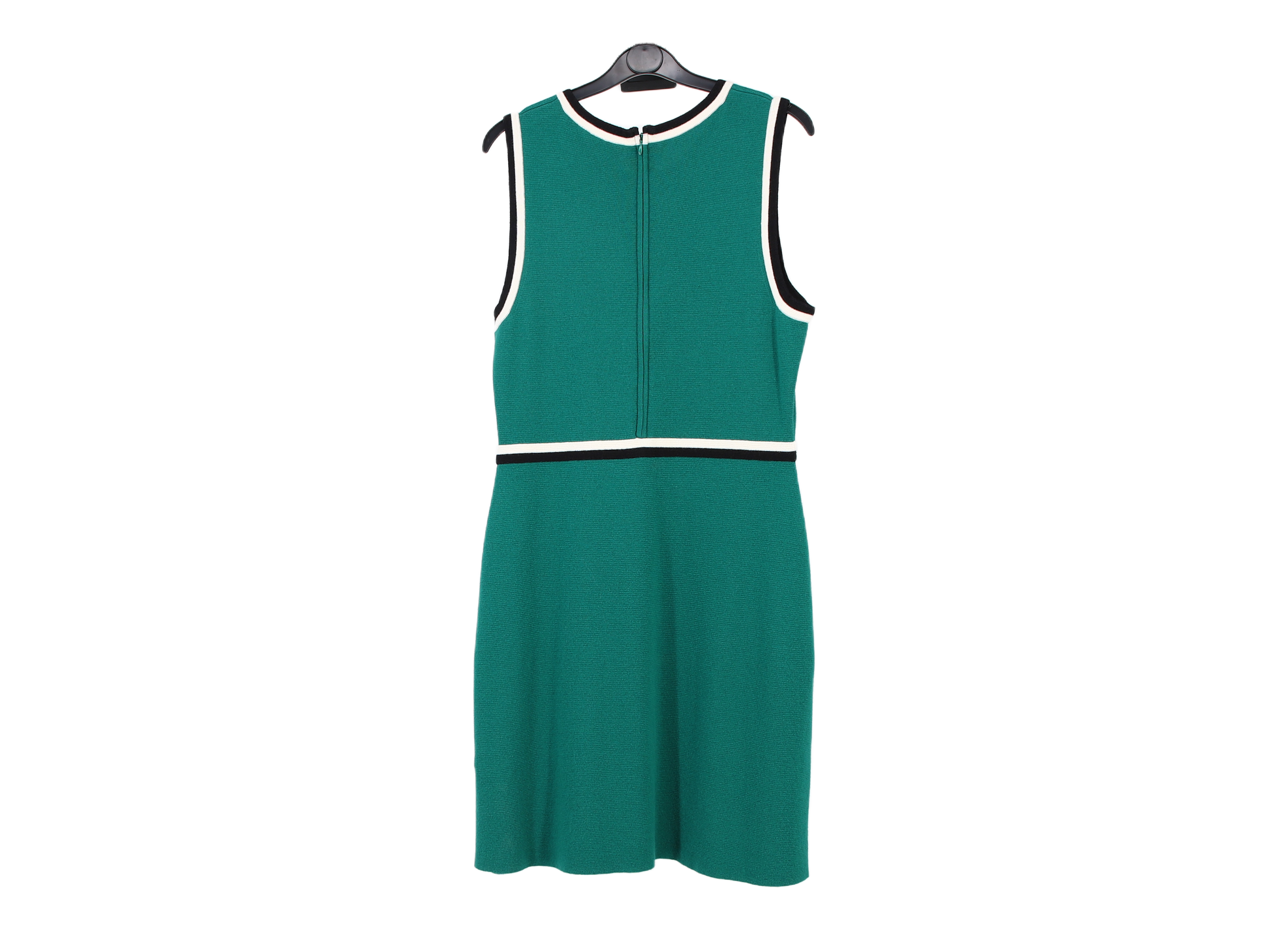 LK Bennett Green A-line Contrast Trim Midi Dress Size L