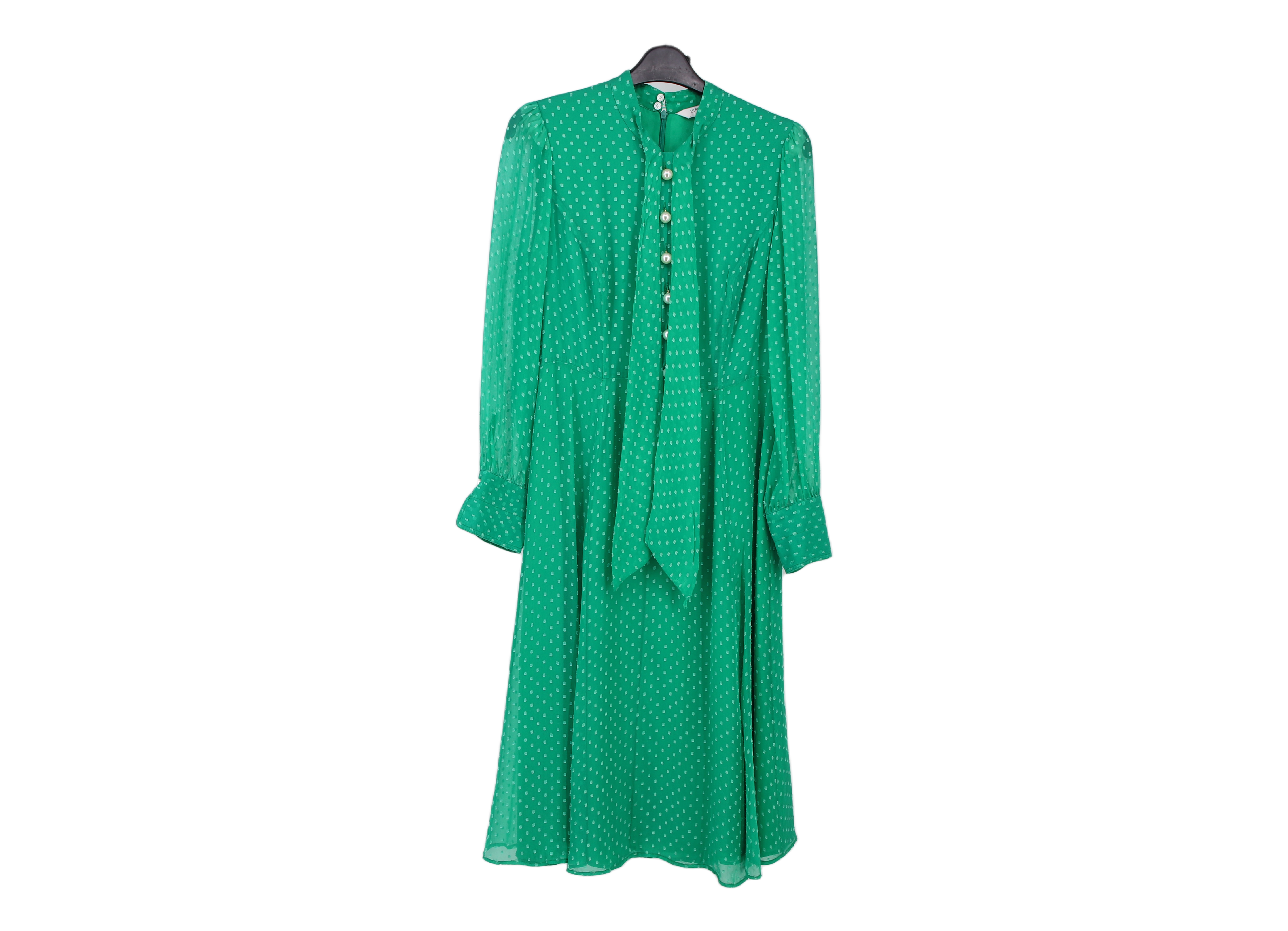 LK Bennett Green Tie-Neck Maxi Dress Size 10