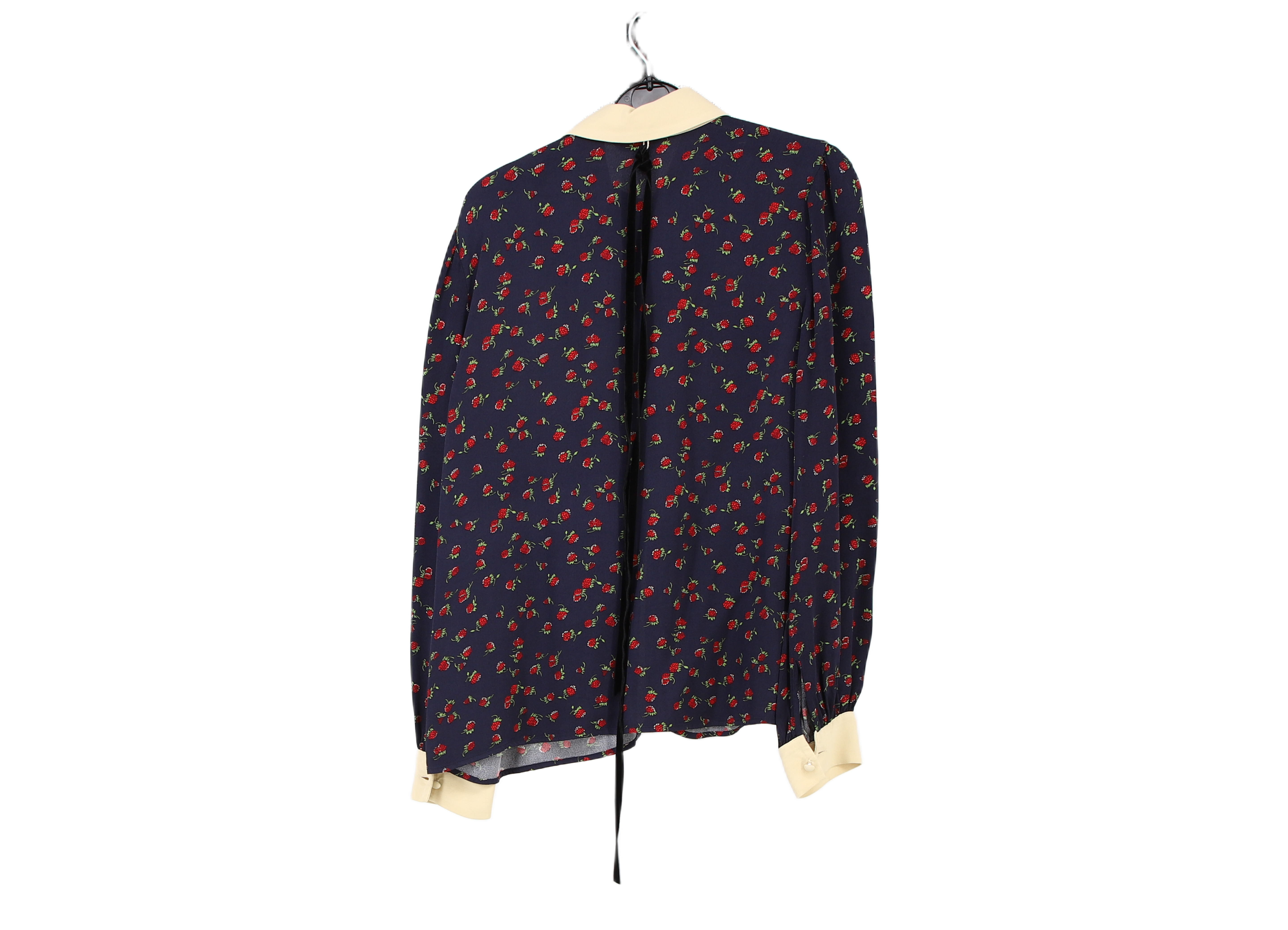 LK Bennett Navy Floral Long Button-Front Blouse Size 12