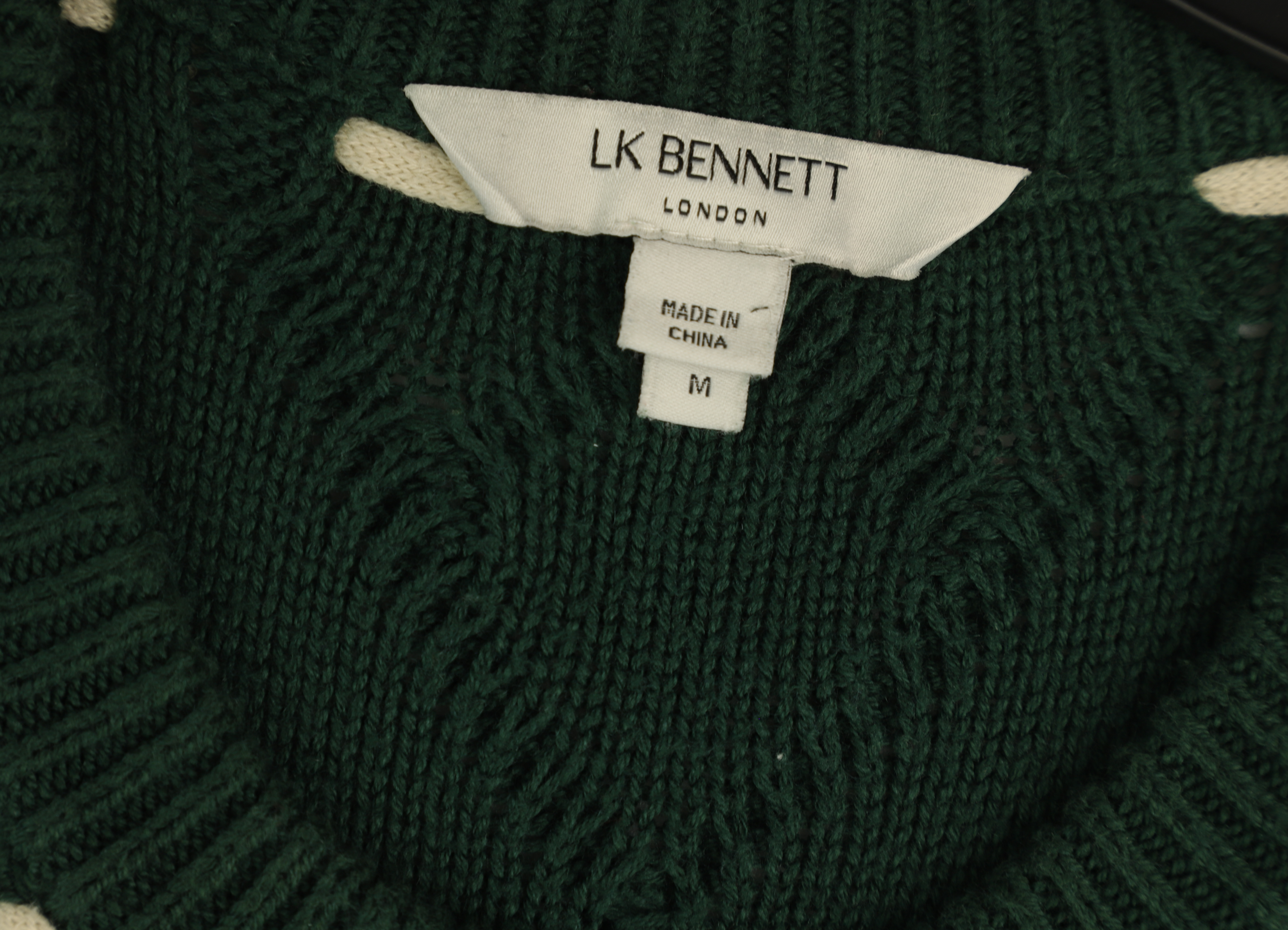 LK Bennett Green Cable-Knit Sweater Size M