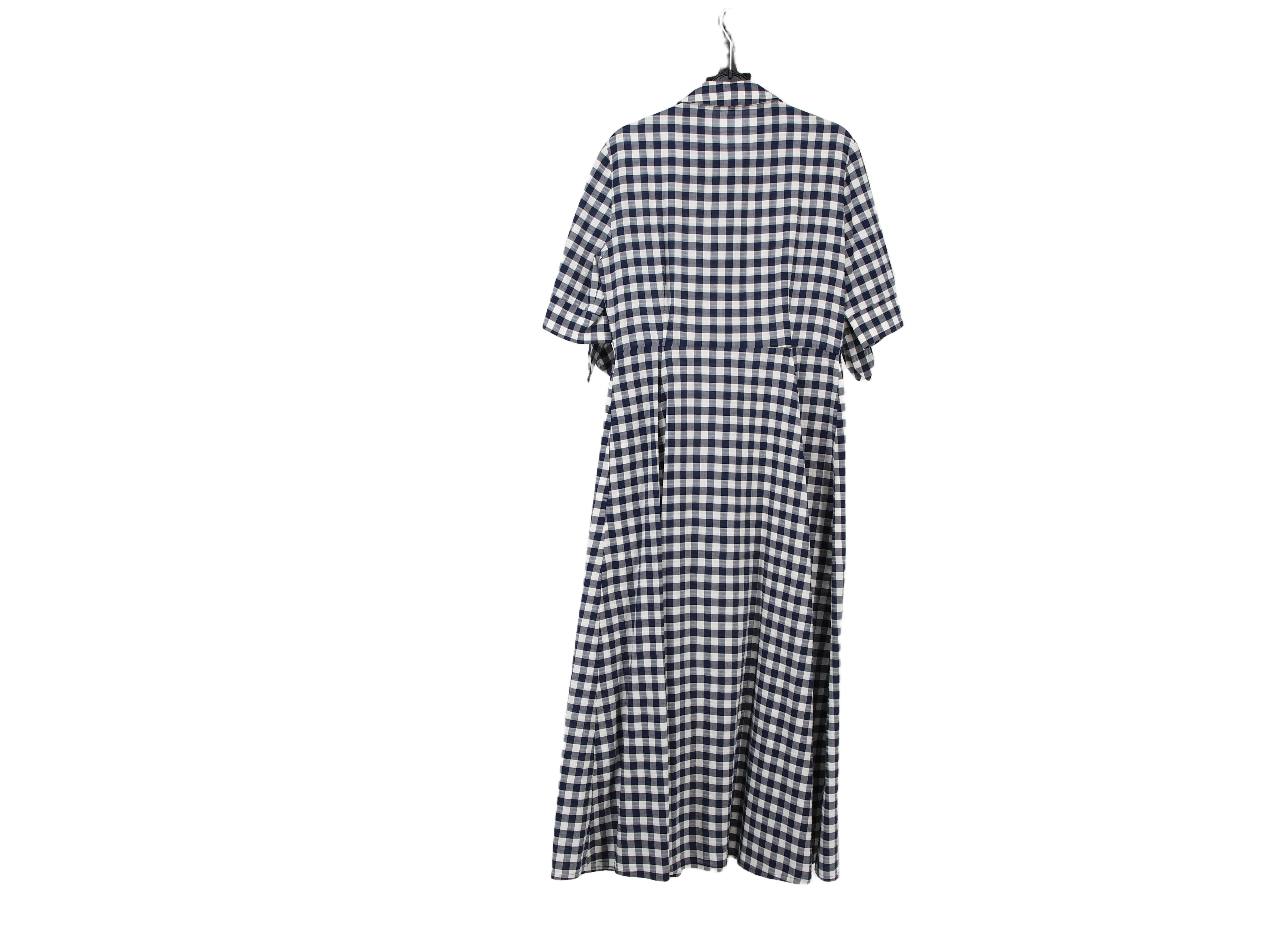 LK Bennett Navy Gingham Maxi Shirt Dress
