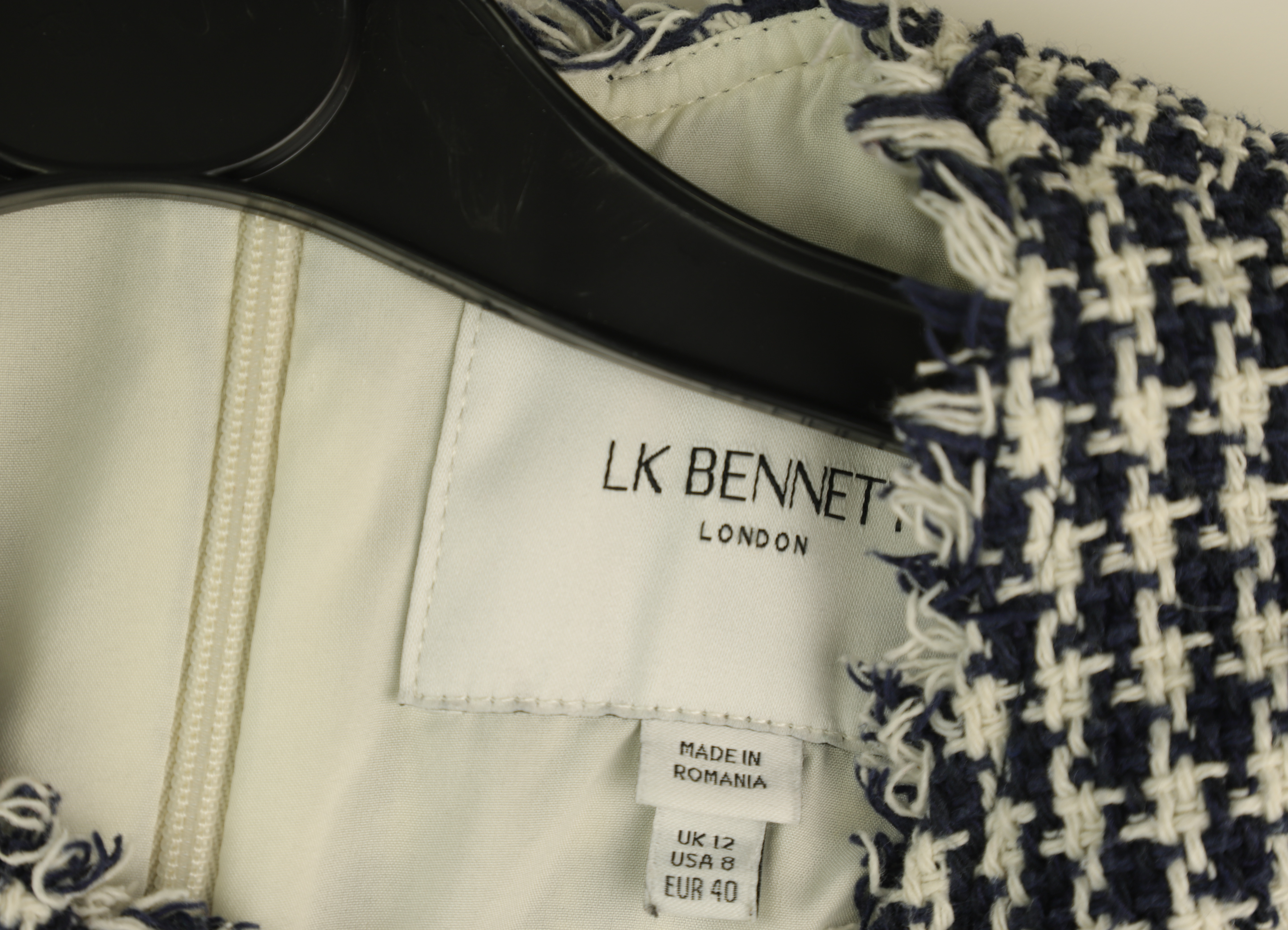 LK Bennett Navy Tailored Midi Shift Dress Size 12