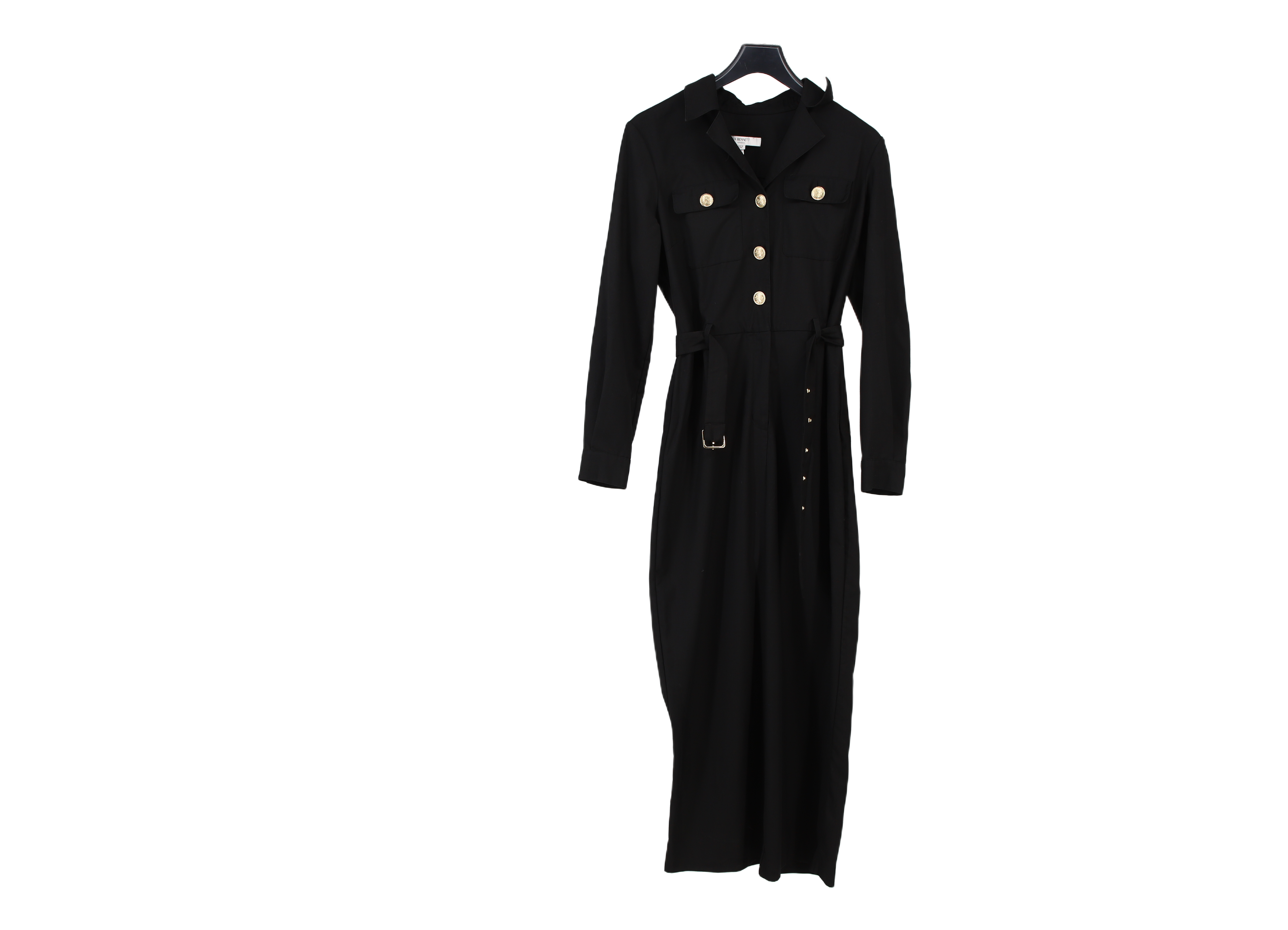 LK Bennett Black Shirt-Waist Long Jumpsuit