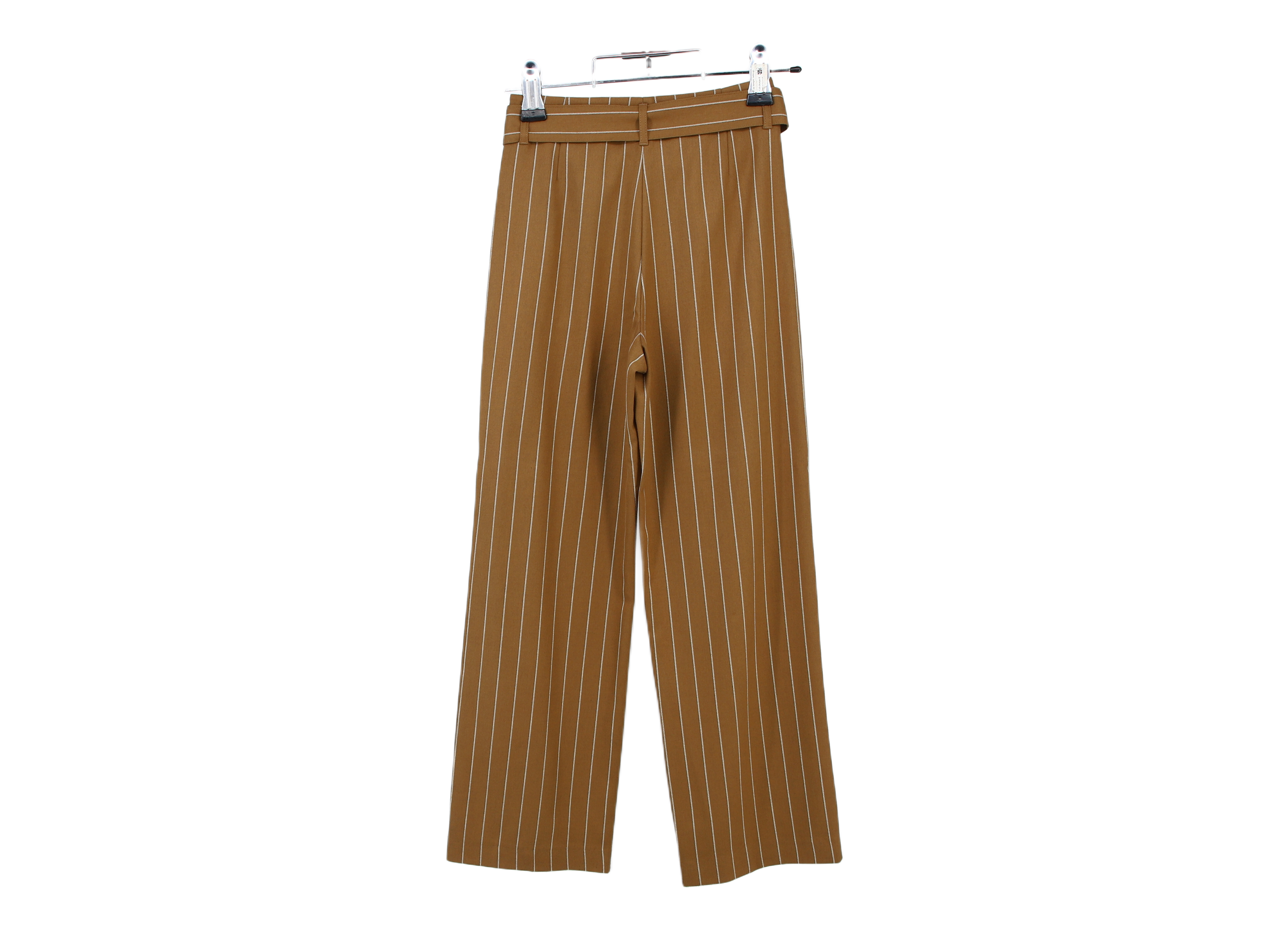 LK Bennett Brown Pinstriped Paperbag Trousers Size 8