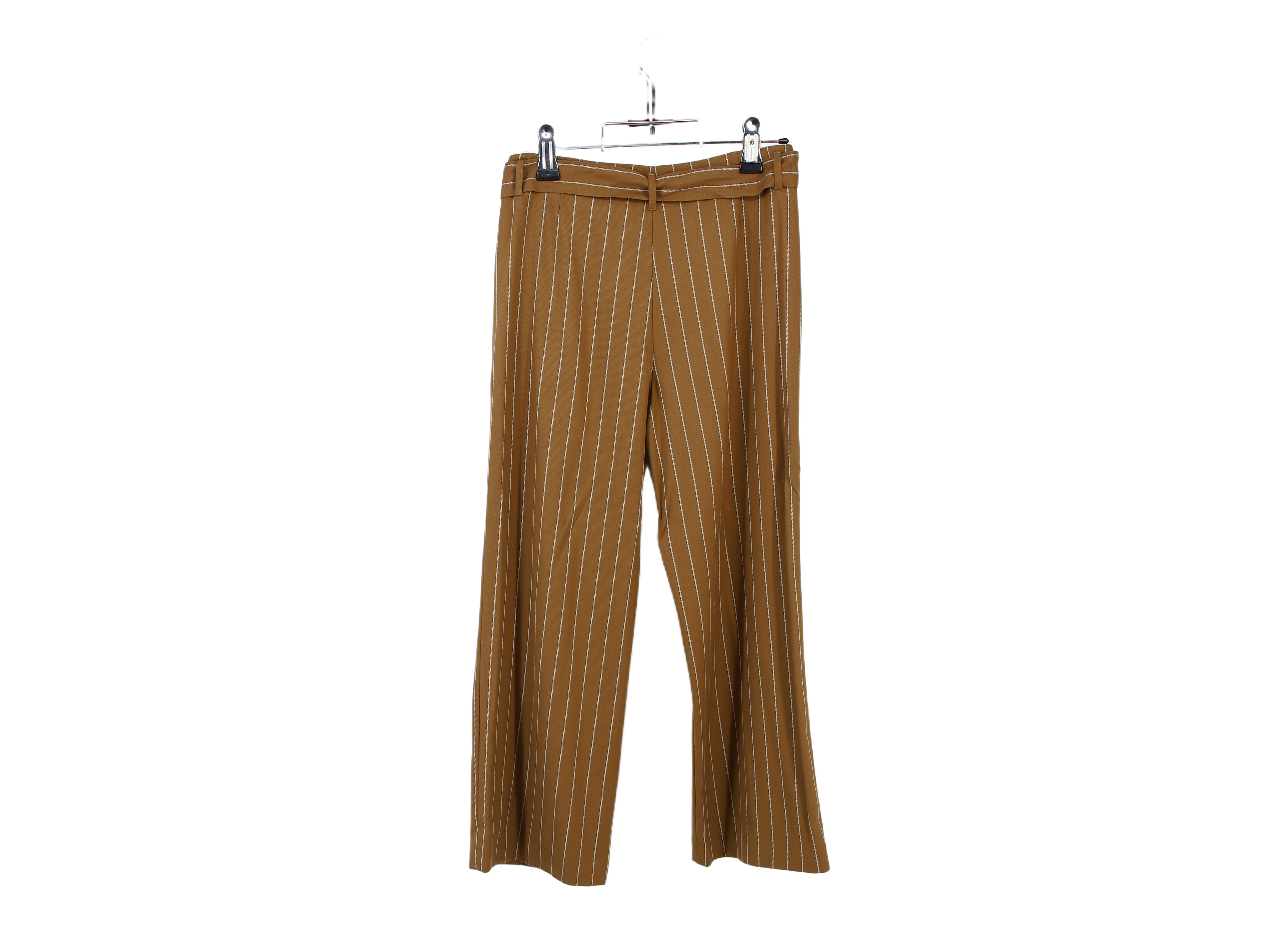 LK Bennett Brown Pleated Wide-Leg Trousers Size 16