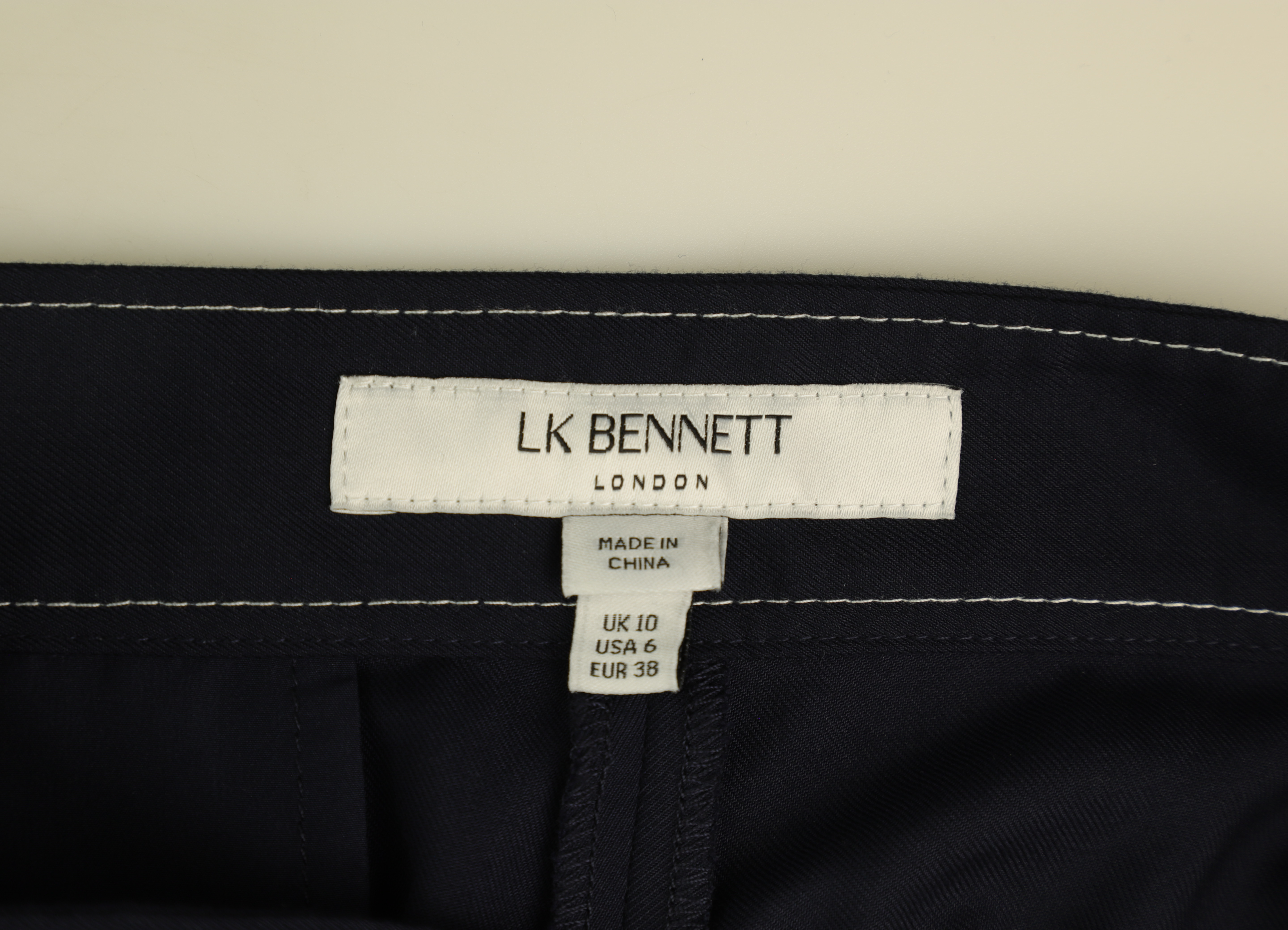 LK Bennett Navy Tailored Wide-Leg Trousers