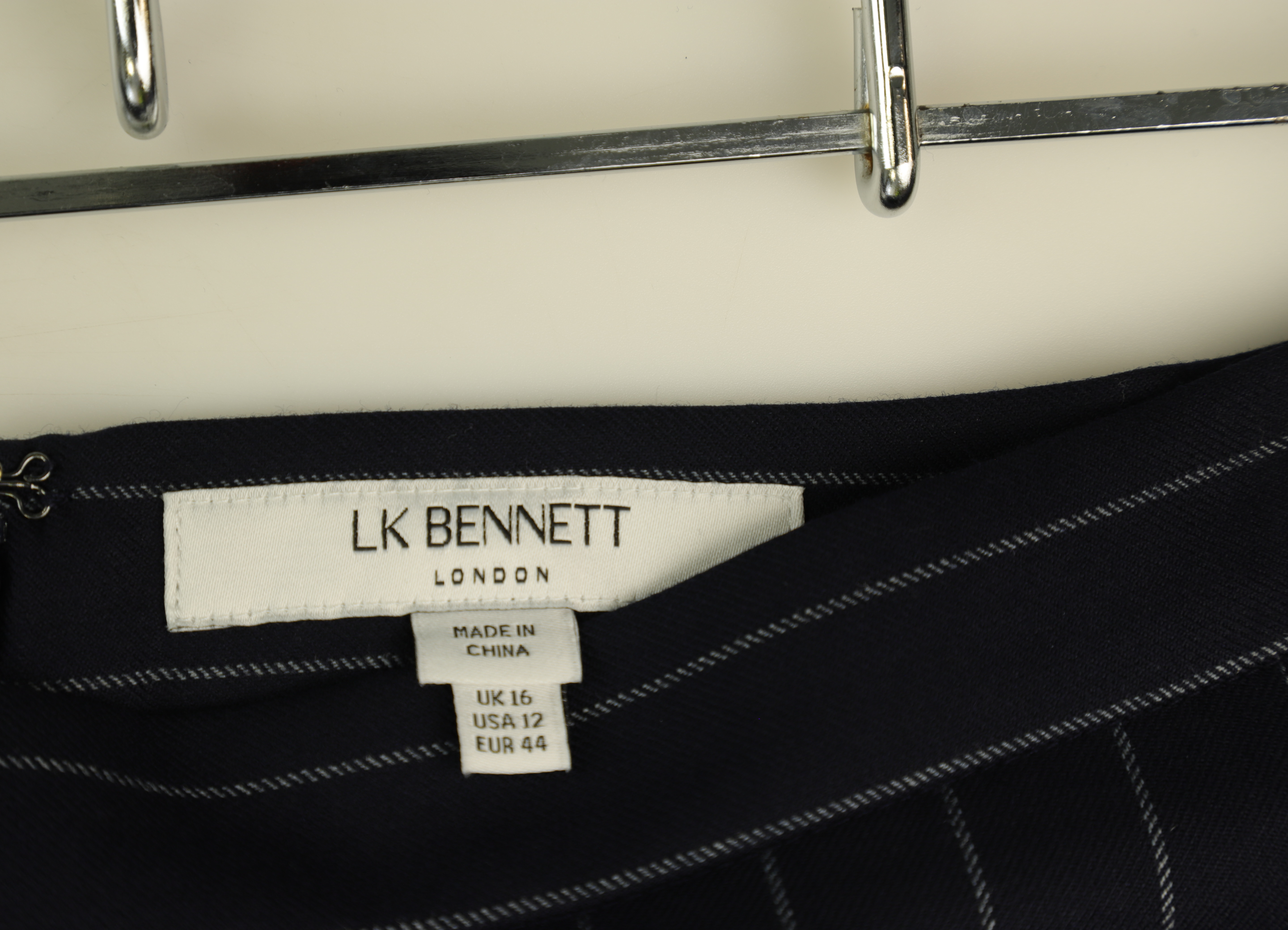 LK Bennett Navy Pinstripe Midi Pencil Skirt Size 16
