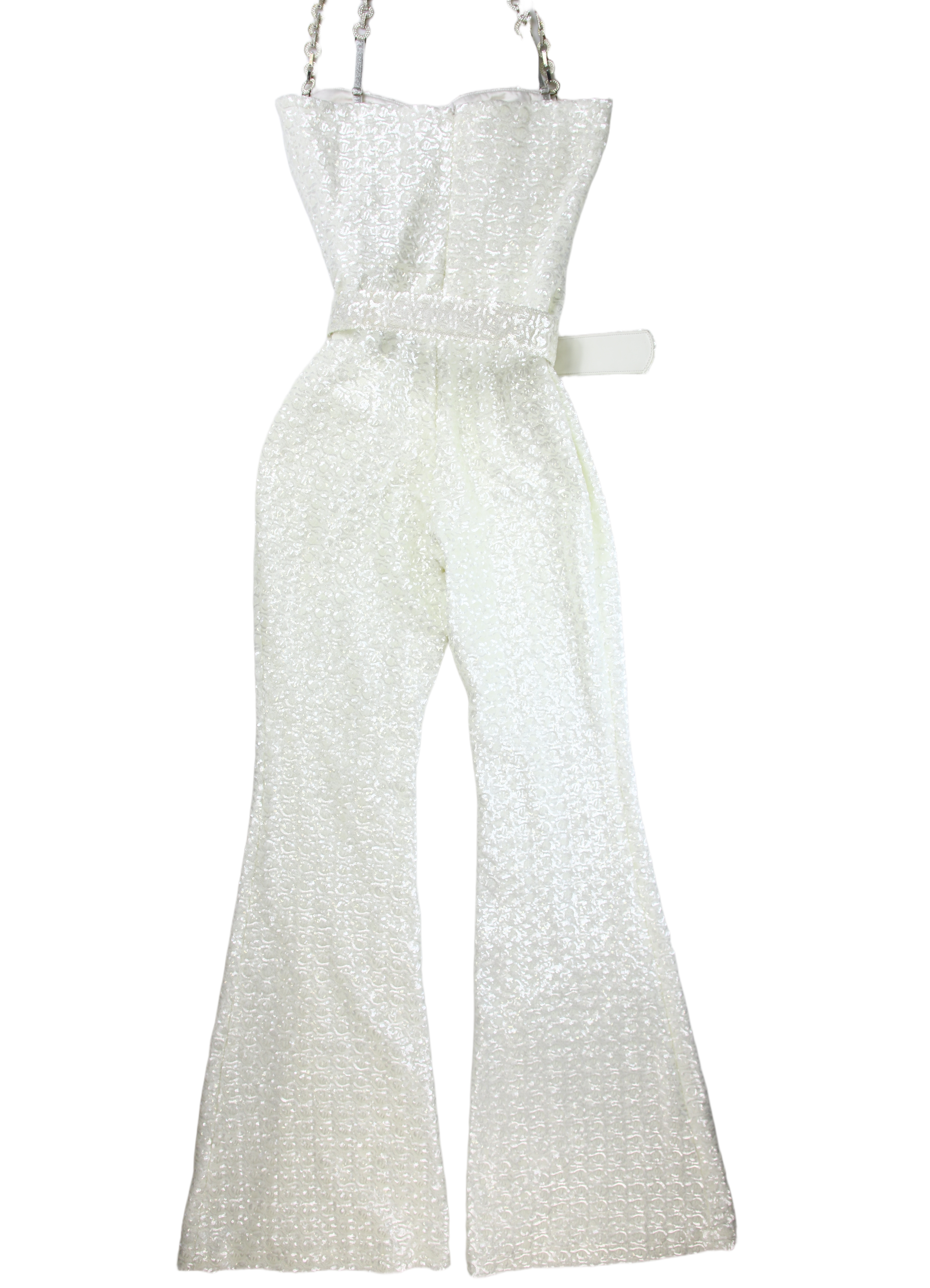Nadine Merabi Flared White Jumpsuit Size S