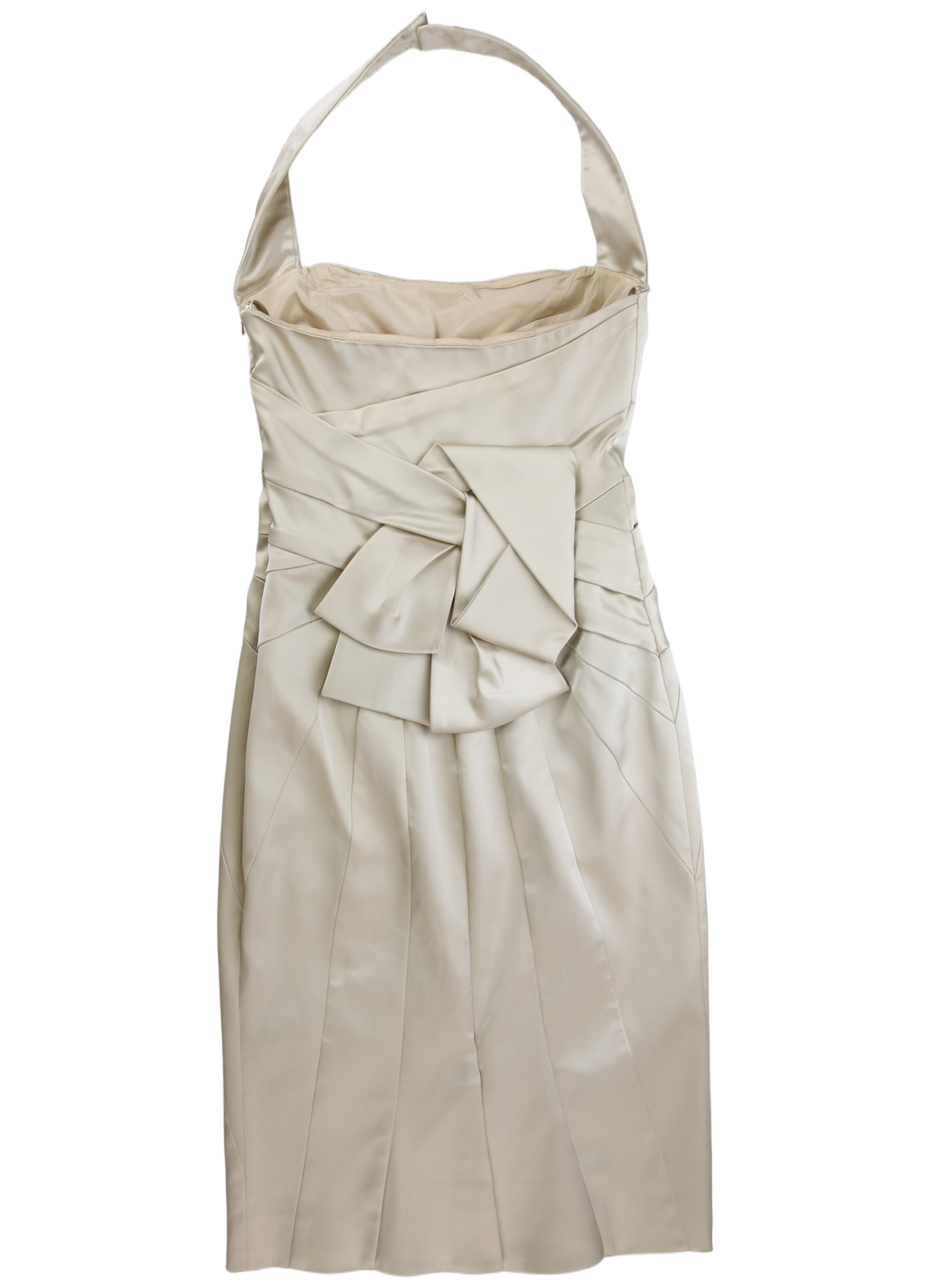 Karen Millen Midi Dress Draped Halter Beige Size 10