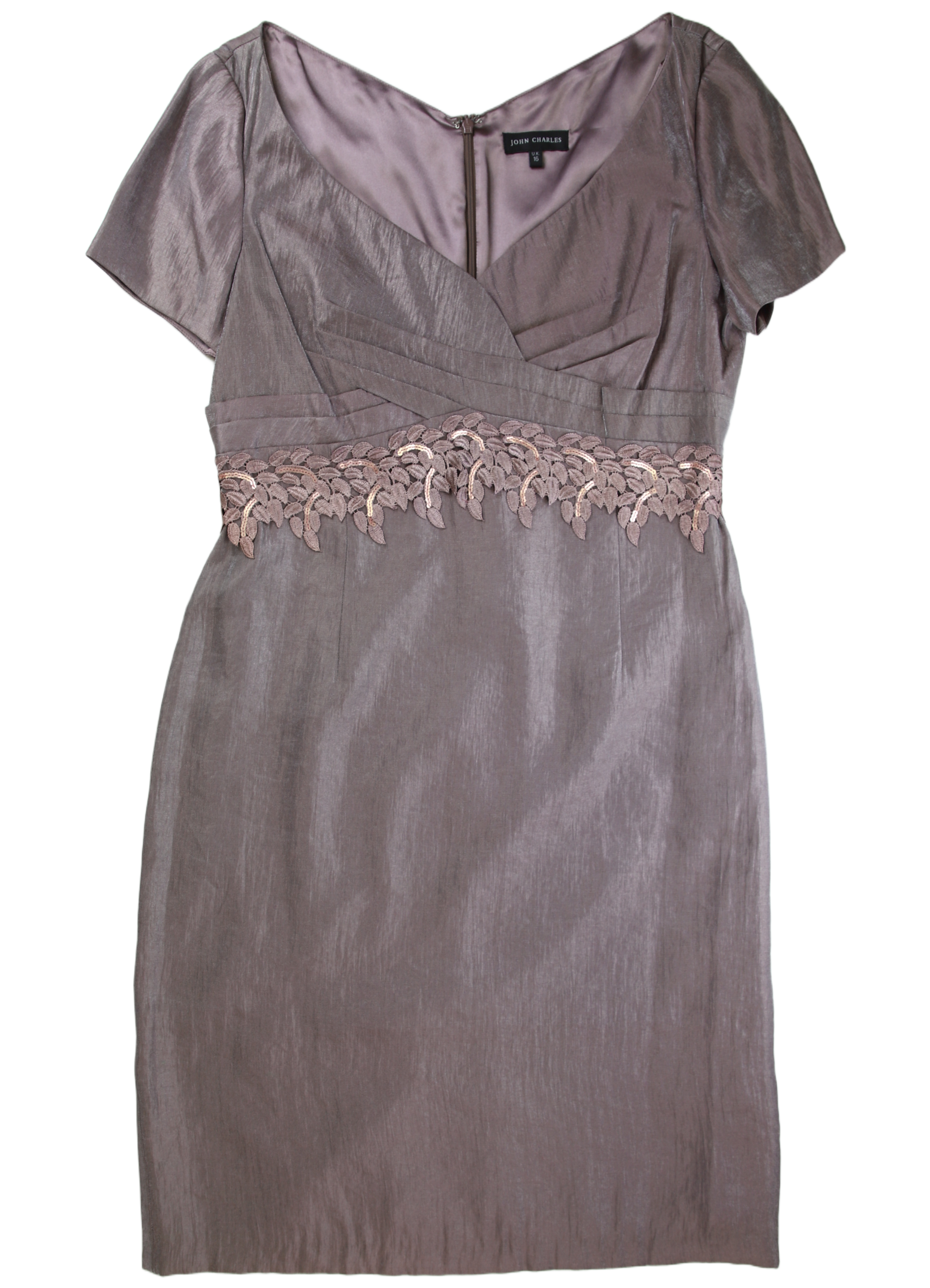 John Charles Midi Dress Sheath Grey Size 16