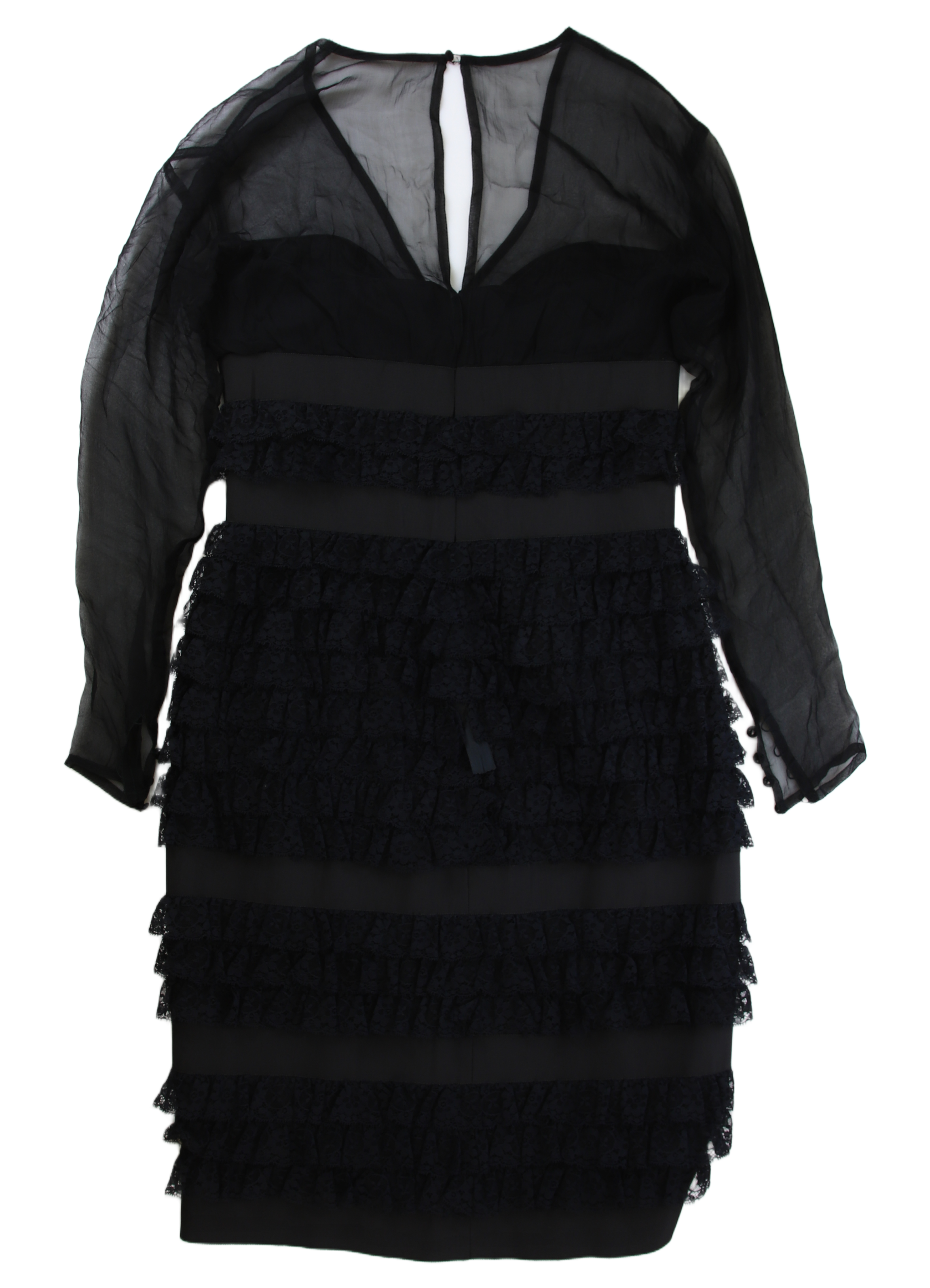 Angelo Tarlazzi Mini Dress Tiered Ruffle Black Size 14