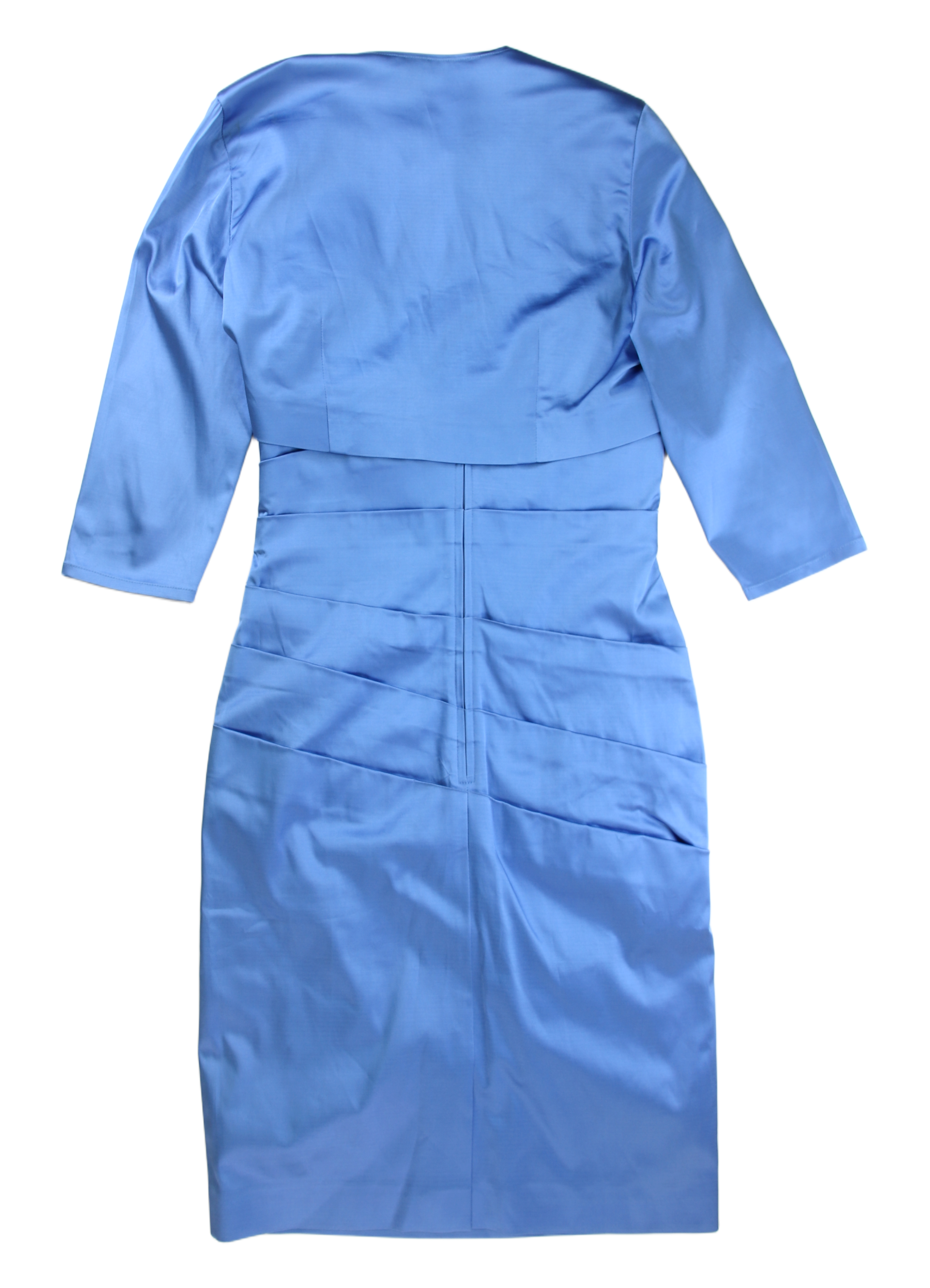 Vera Mont Midi Dress Draped Sheath Blue Size 12