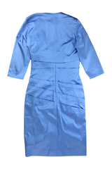 Vera Mont Midi Dress Draped Sheath Blue Size 12