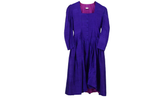 SOLO Midi Dress Pleated Fit-And-Flare Purple Size 14