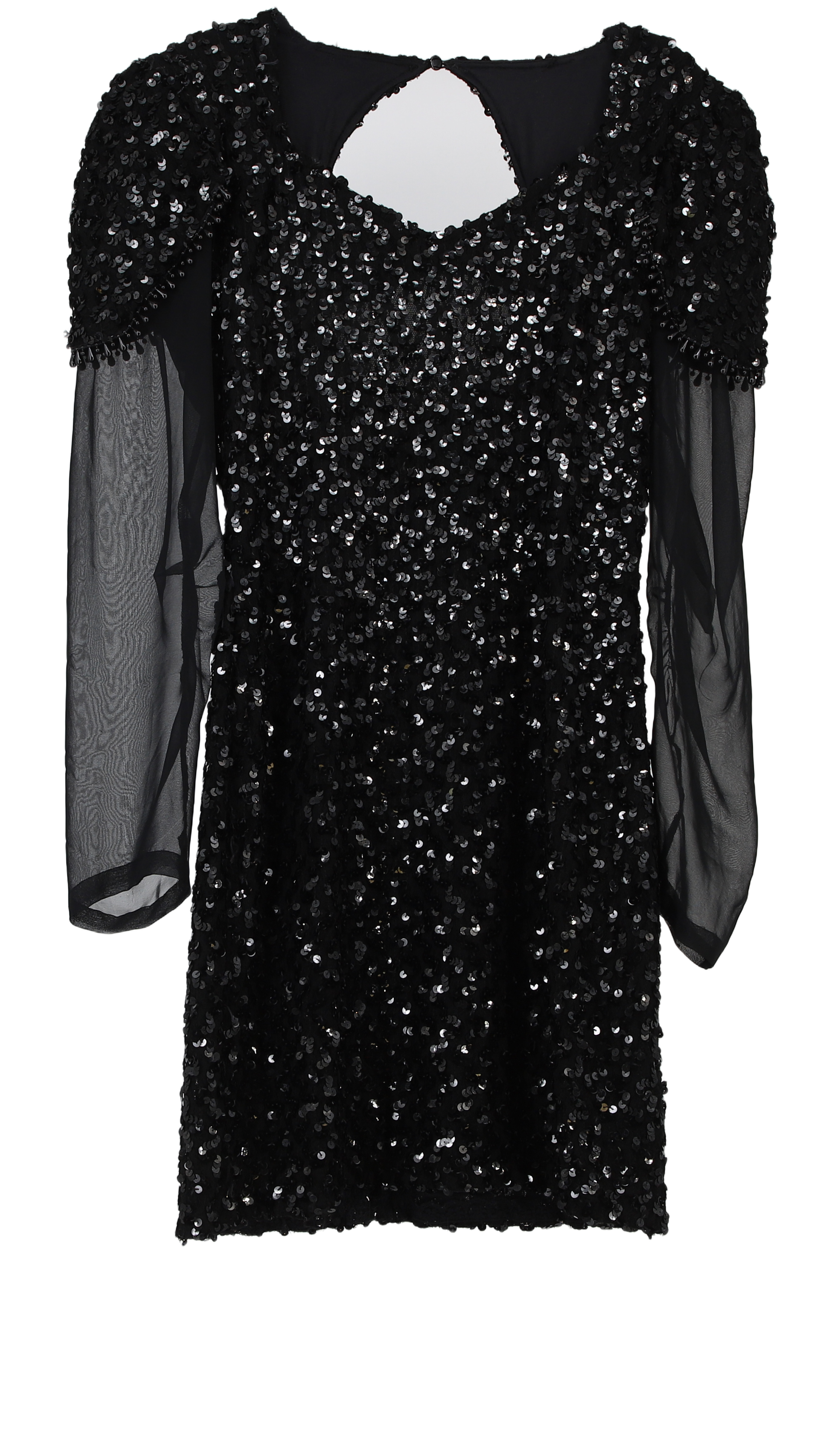 Savannah Mini Dress Embellished Shift Black Size S
