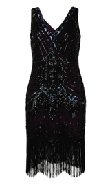 1920s Inspired Flapper Dress Black Size M