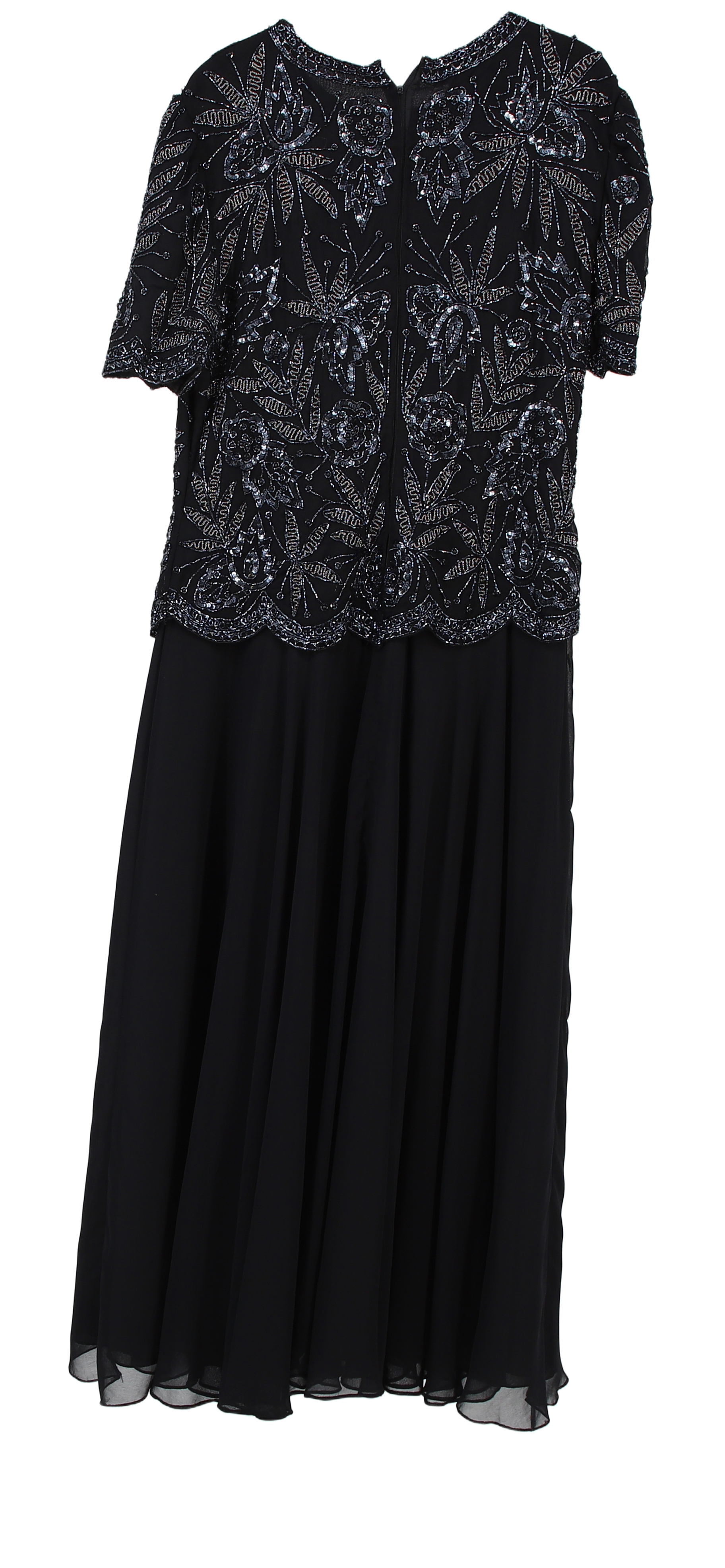 Brilliante by J.A. Maxi Dress Beaded Overlay Black Size L