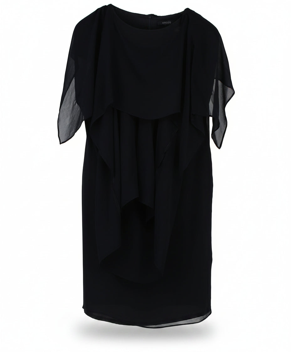 Pianoforte di Max Mara Maxi Dress Draped Cape Black Size 16