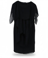 Pianoforte di Max Mara Maxi Dress Draped Cape Black Size 16